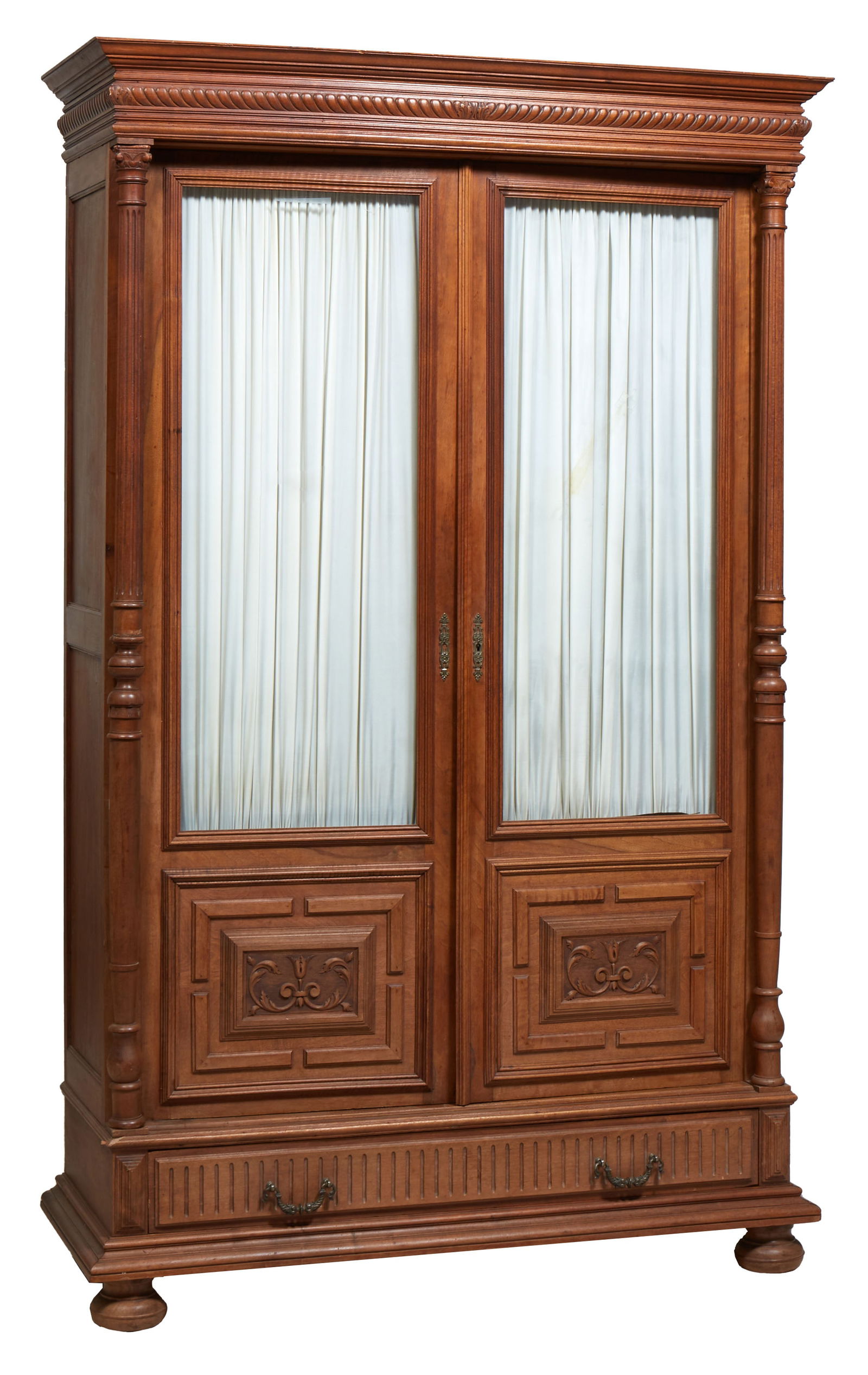 French Carved Walnut Bookcase, c. 1870, H.- 90 in., W.- 58 in., D.- 20 in. (1 of 1)