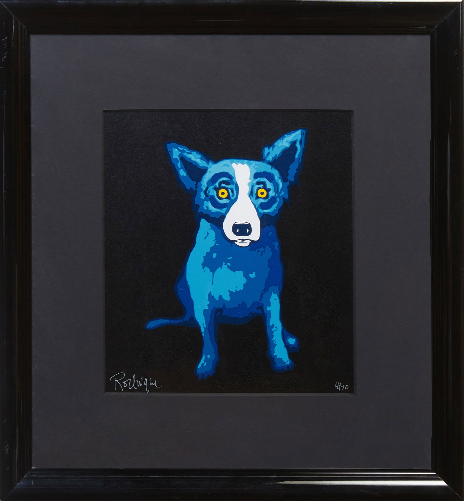George Rodrigue (American/New Orleans, 1944-2013), "Li'l Blue Dog: Black," 1998, H.- 10 1/2 in., W.- (1 of 4)