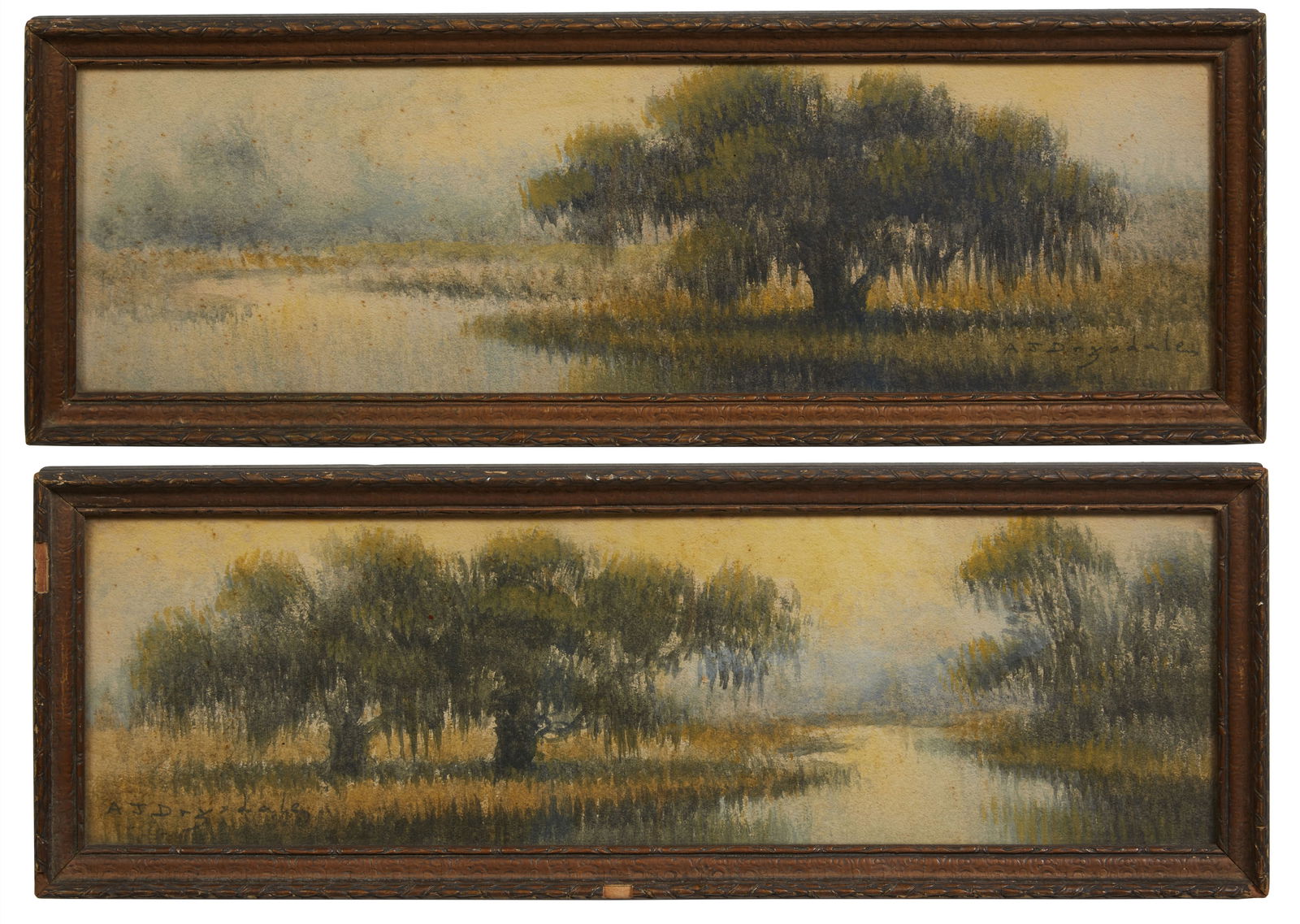 Alexander John Drysdale (American, 1870â€“1934), "Pair of Swamp Scenes," 20th c., H.- 5 5/8 in., W.- (1 of 9)