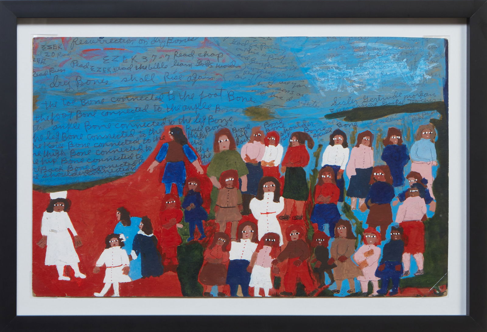 Sister Gertrude Morgan (American/Louisiana, 1900-1980), "Resurrection on Dry Bones," 20th c., H.- 11 (1 of 7)