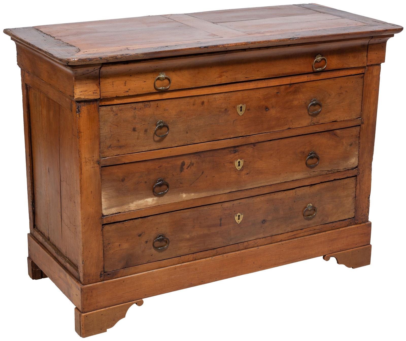 French Provincial Louis Philippe Carved Cherry Commode, 19th c., H.- 36 1/2 in., W.- 50 3/4 in., D.- (1 of 1)