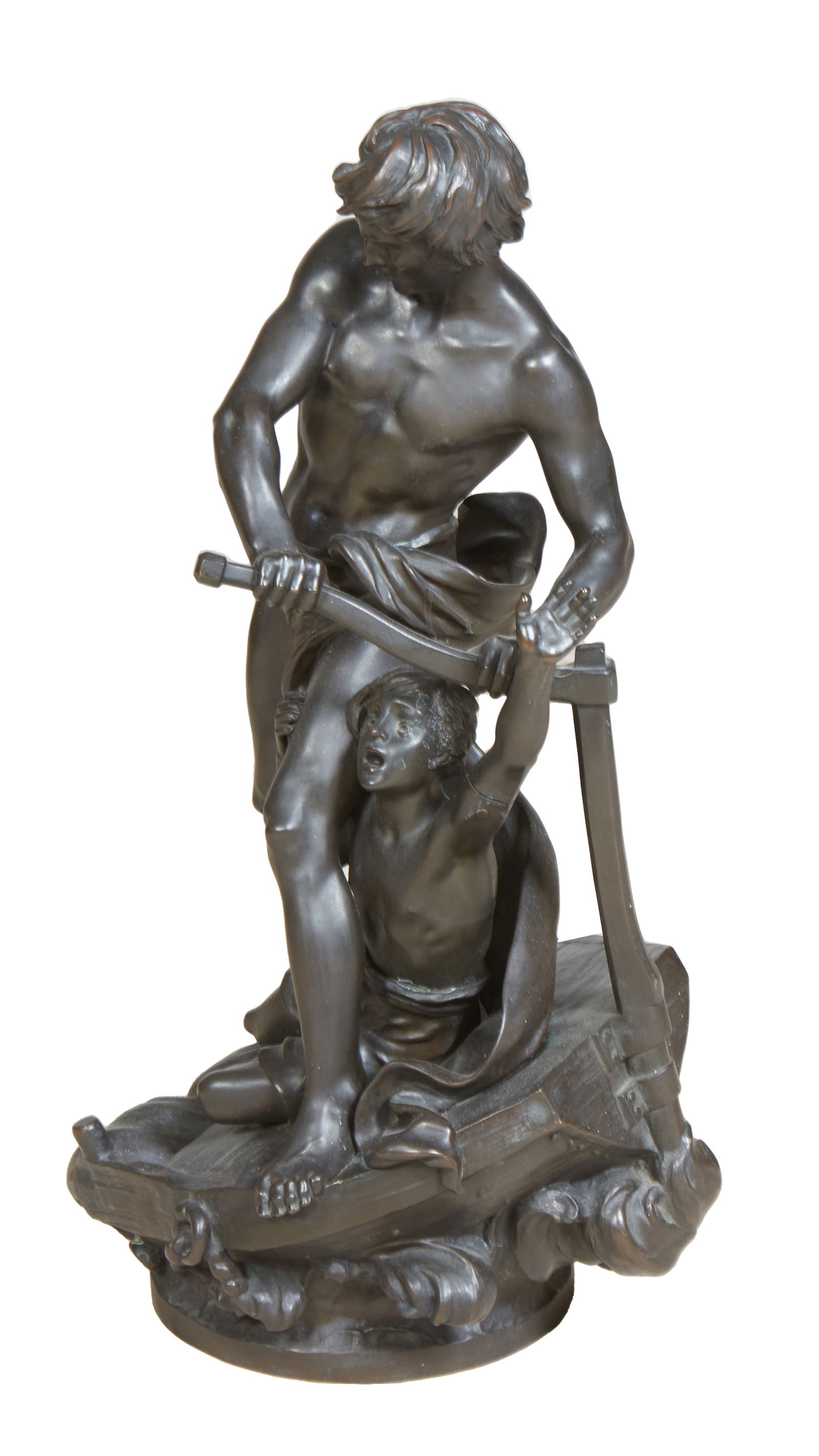 Sylvain Kinsburger (French, 1855-1935), "Shipwrecked," H.- 29 in., W.- 16 in., D.- 15 in. (1 of 2)