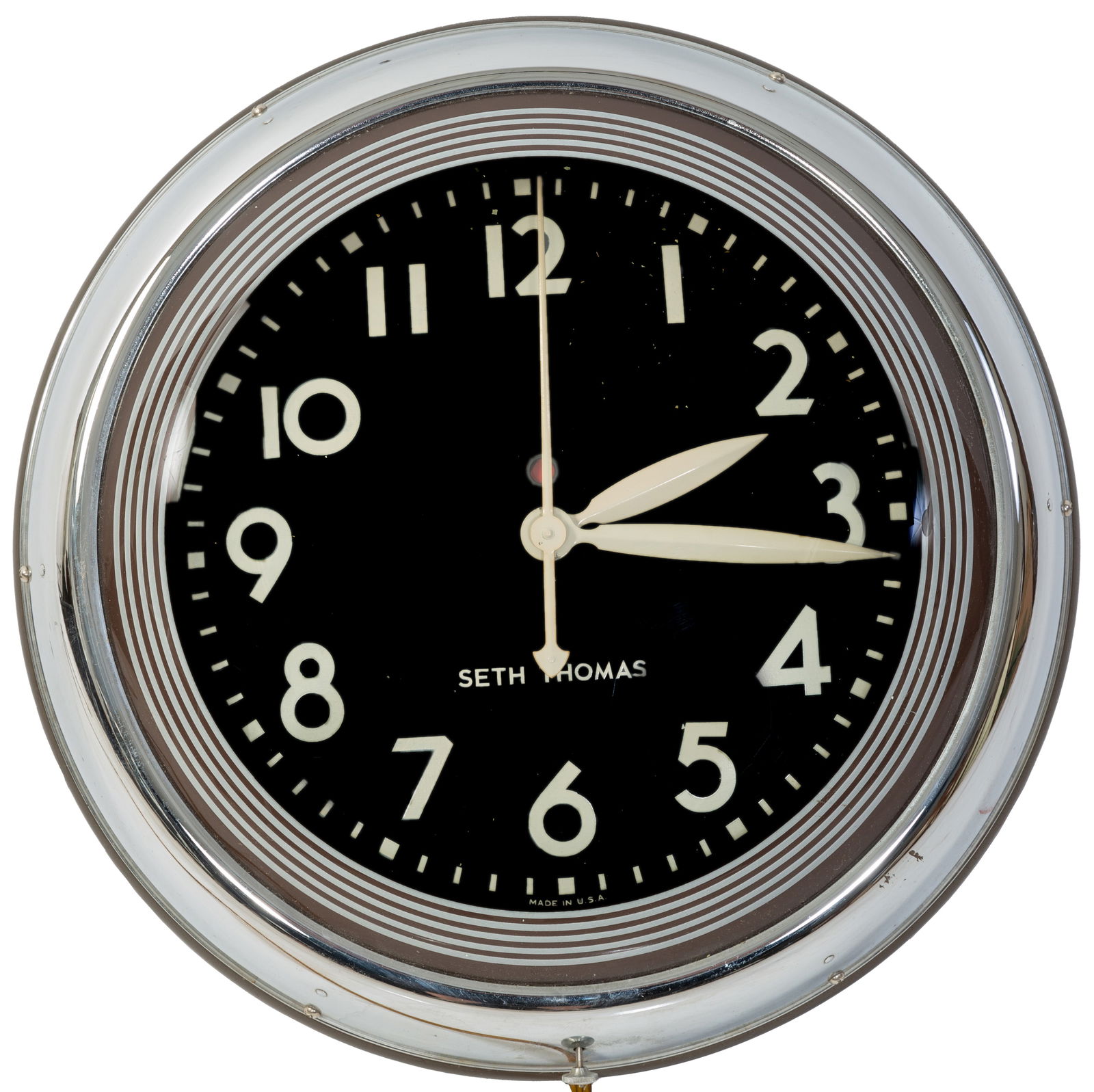 Seth Thomas Mid-Century Neon Advertising Bubble Clock, c. 1950, H.- 5 in., Dia.- 16 in. (1 of 9)