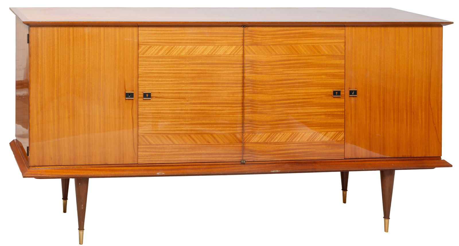 French Mid-Century Modern Carved Walnut Sideboard, 20th c., H.- 39 1/8 in., W.- 83 in., D.- 20 1/8 (1 of 1)