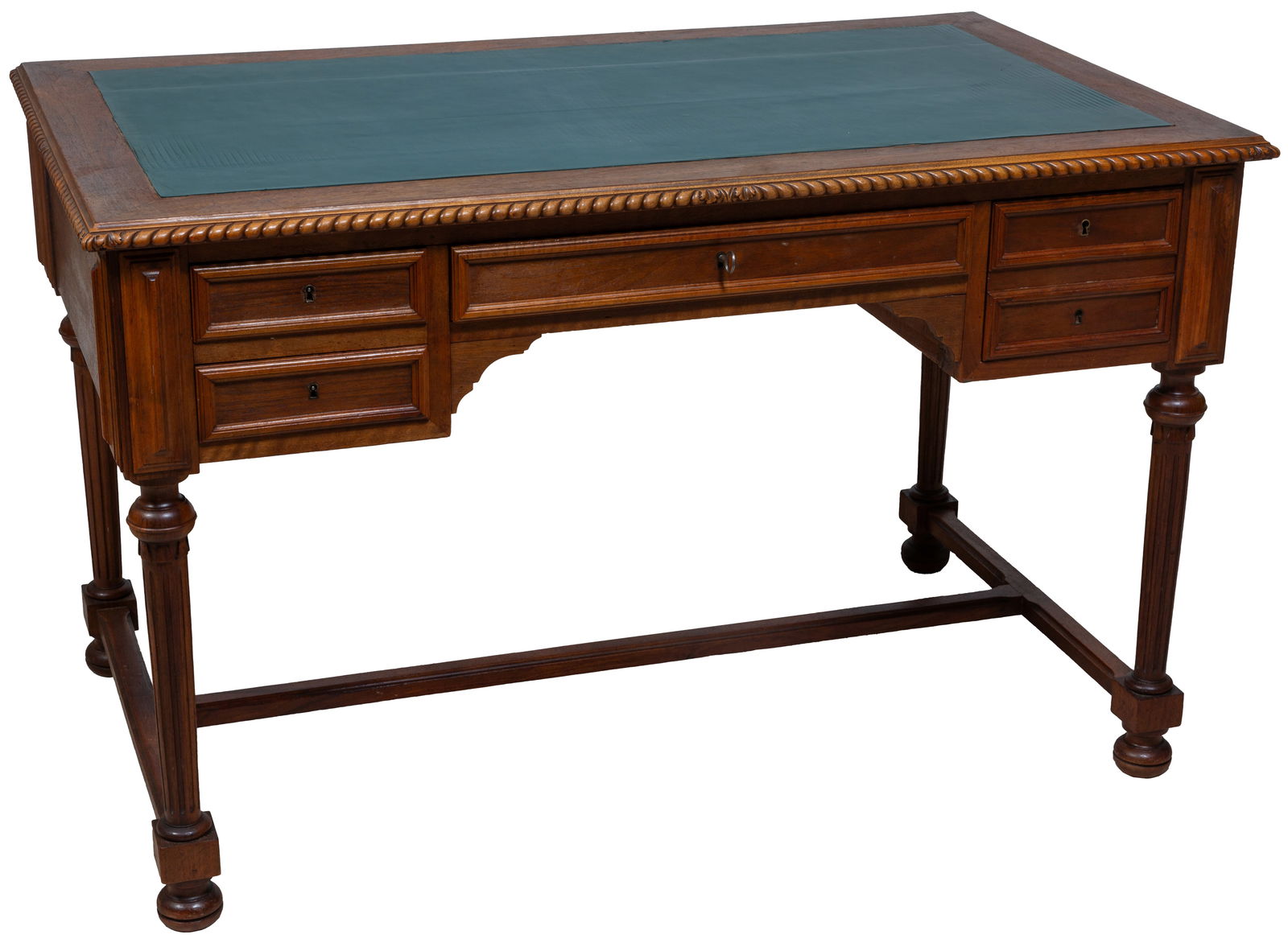French Provincial Henri II Style Carved Walnut Desk, c. 1880, H.- 32 in., W.- 51 in., D.- 29 1/2 (1 of 1)