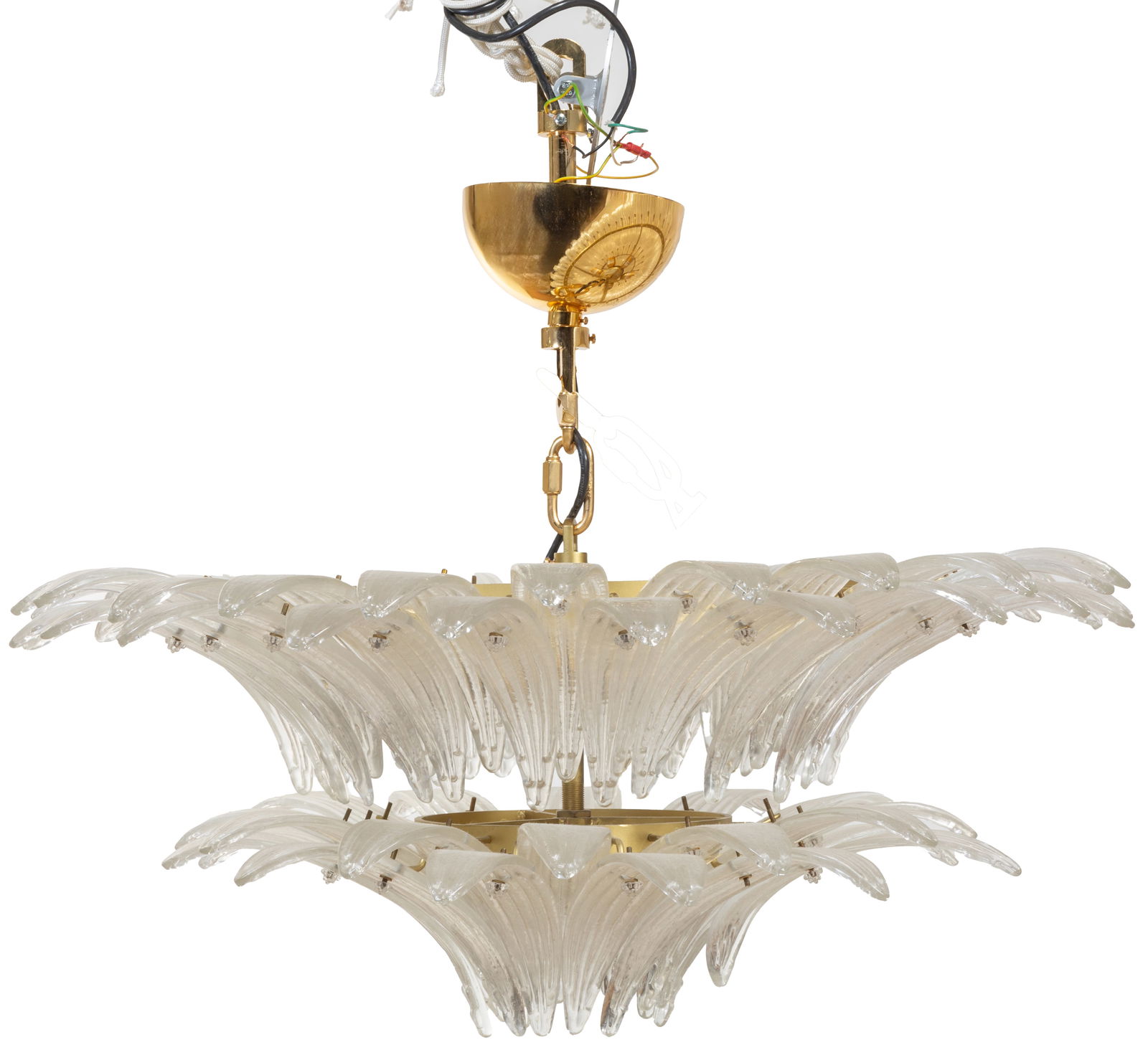 Murano Glass and Brass Six Light Chandelier, 20th c., H.- 13 in., Dia.- 31 1/2 in. (1 of 7)