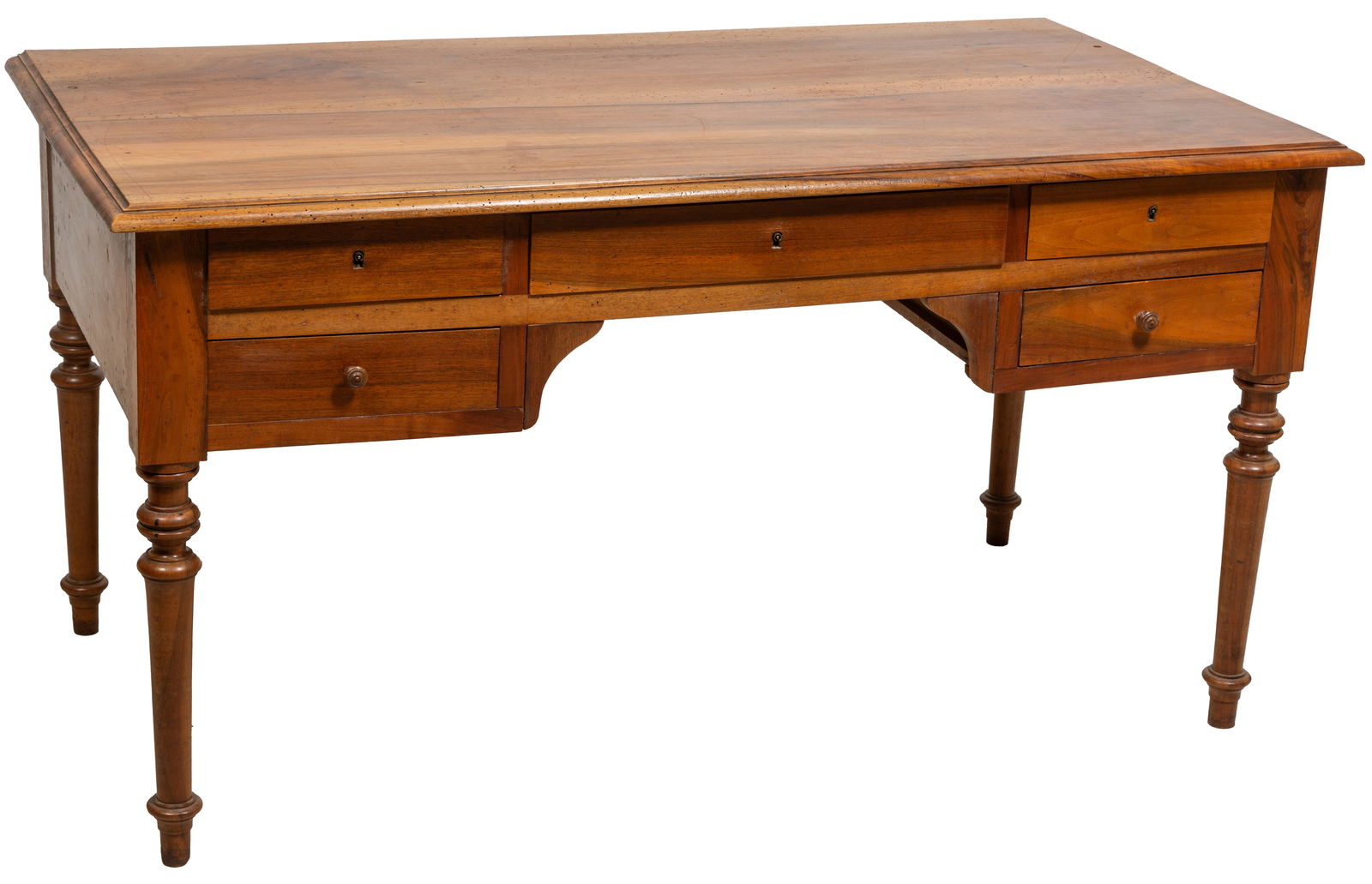 French Provincial Louis Philippe Carved Walnut Desk 19th c., H.- 29 in., W.- 54 3/4 in., D.- 29 in.. (1 of 1)