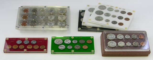 Eleven United States Bank Uncirculated Mint Sets, : Eleven United States Bank Uncirculated Mint Sets, in Capitol plastic holders, consisting of a 1949 14 coin set; a 1950 13 coin set; a 1951 15 coin set; a 1952 15 coin set; a 1953 15 coin set; a 1954 1