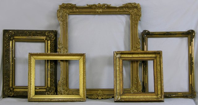 Group of Five Gilt and Gesso Picture Frames, 19th : Group of Five Gilt and Gesso Picture Frames, 19th c., of varying sizes. (5 Pcs.)