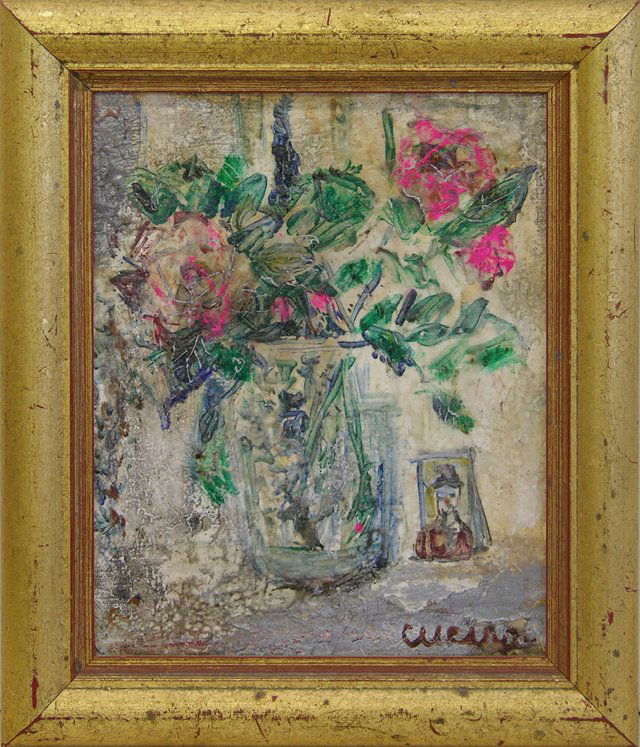 Pascal Cucaro (1915-2004), "Still Life of Flowers: Pascal Cucaro (1915-2004), "Still Life of Flowers in a Clear Vase," 20th c., oil on board, signed l.r., framed, H.- 10 in., W.- 8 in.