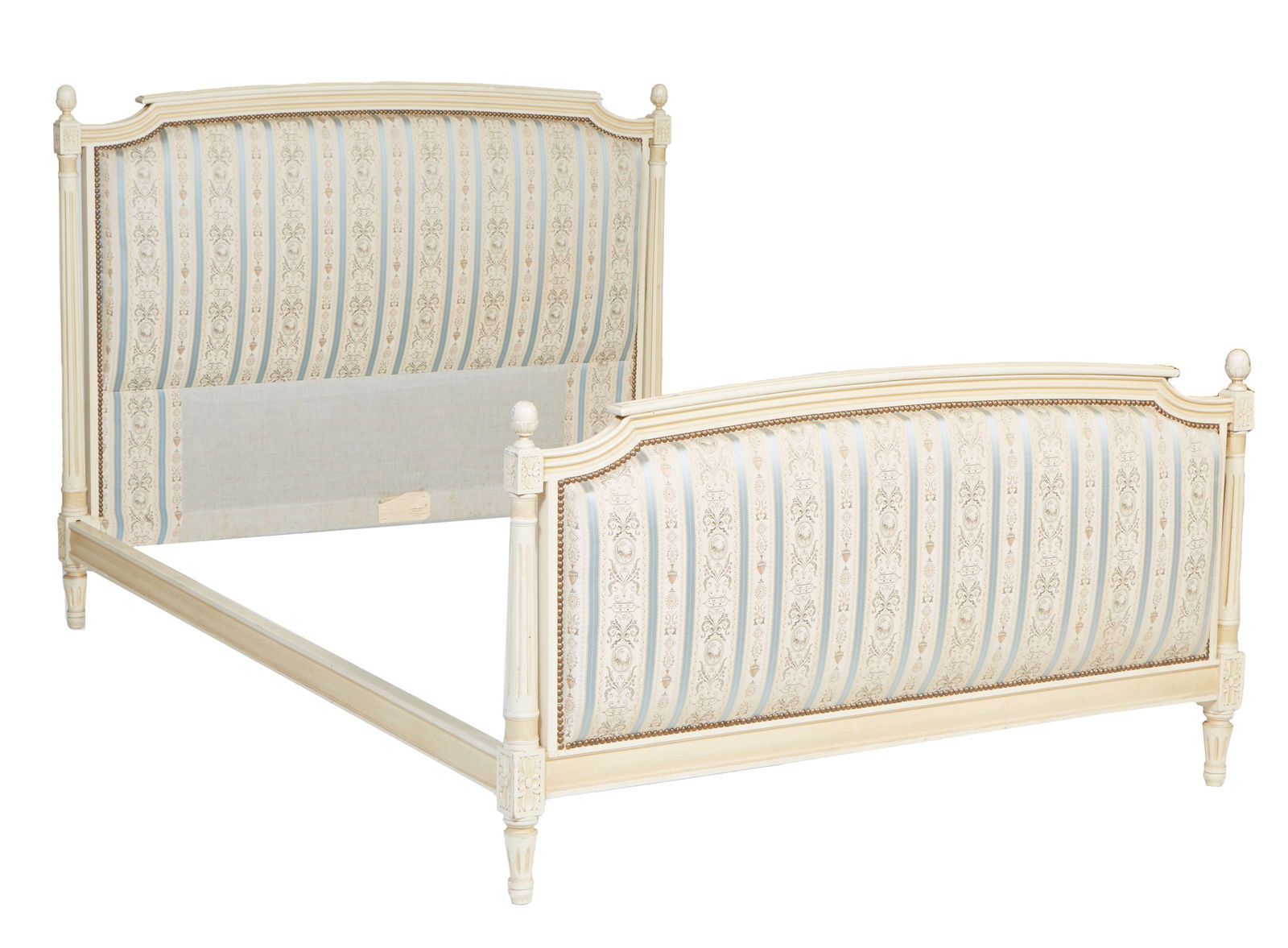 Louis XVI Style Creme Peinte Bed, 20th c., H.- 45 3/4 in., W.- 58 3/8 in., D.- 81 in. (1 of 5)