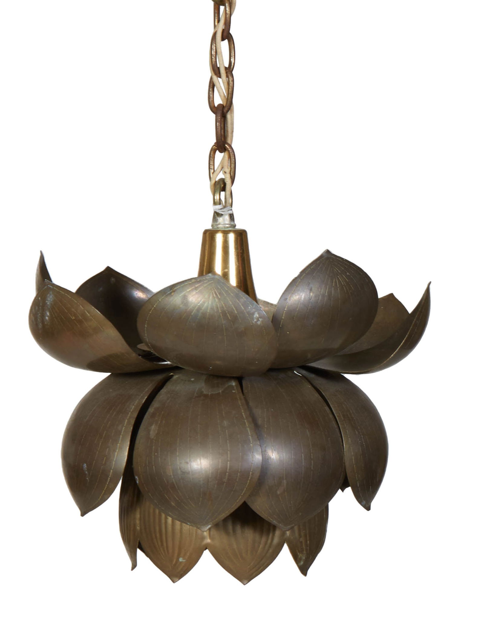 Hollywood Regency Metal Pendant Light Fixture, 20th c., H.- 14 in., Dia.- 10 in. (1 of 11)