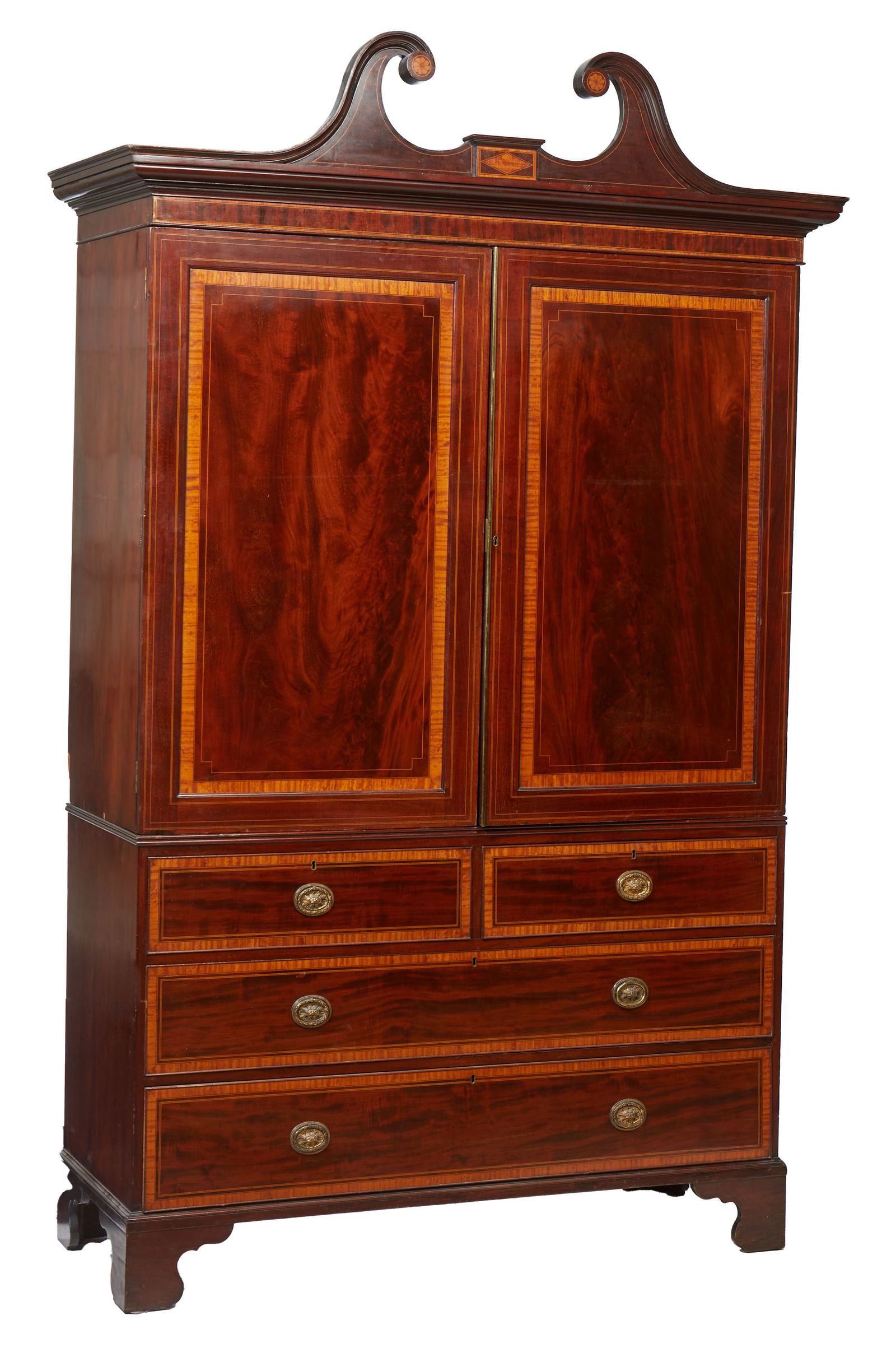 English George III Style Mahogany Linen Press, 19th c., H.- 95 in., W.- 59 in., D.- 23 1/2 in. (1 of 4)