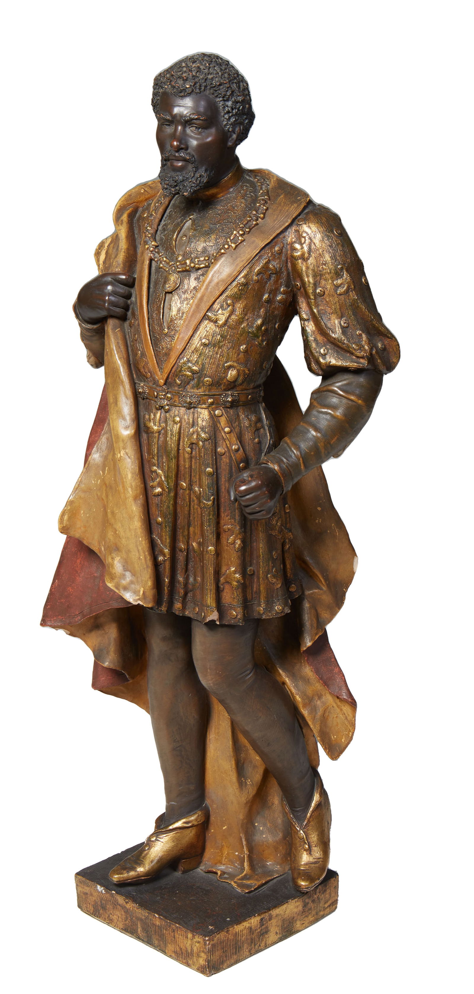 Large Polychromed Terracotta Figure of Othello, late 19th c., H.- 35 1/2 in., W.- 12 in., D.- 10 1/2 (1 of 3)