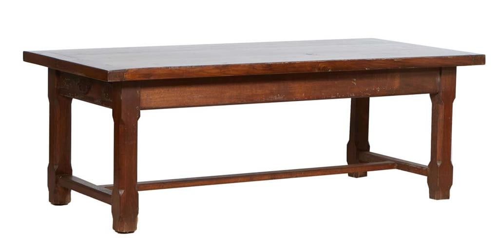 French Provincial Carved Oak Farmhouse Table, 19th c., H.- 31 in., W.- 82 1/2 in., D.- 39 1/8 in. (1 of 2)