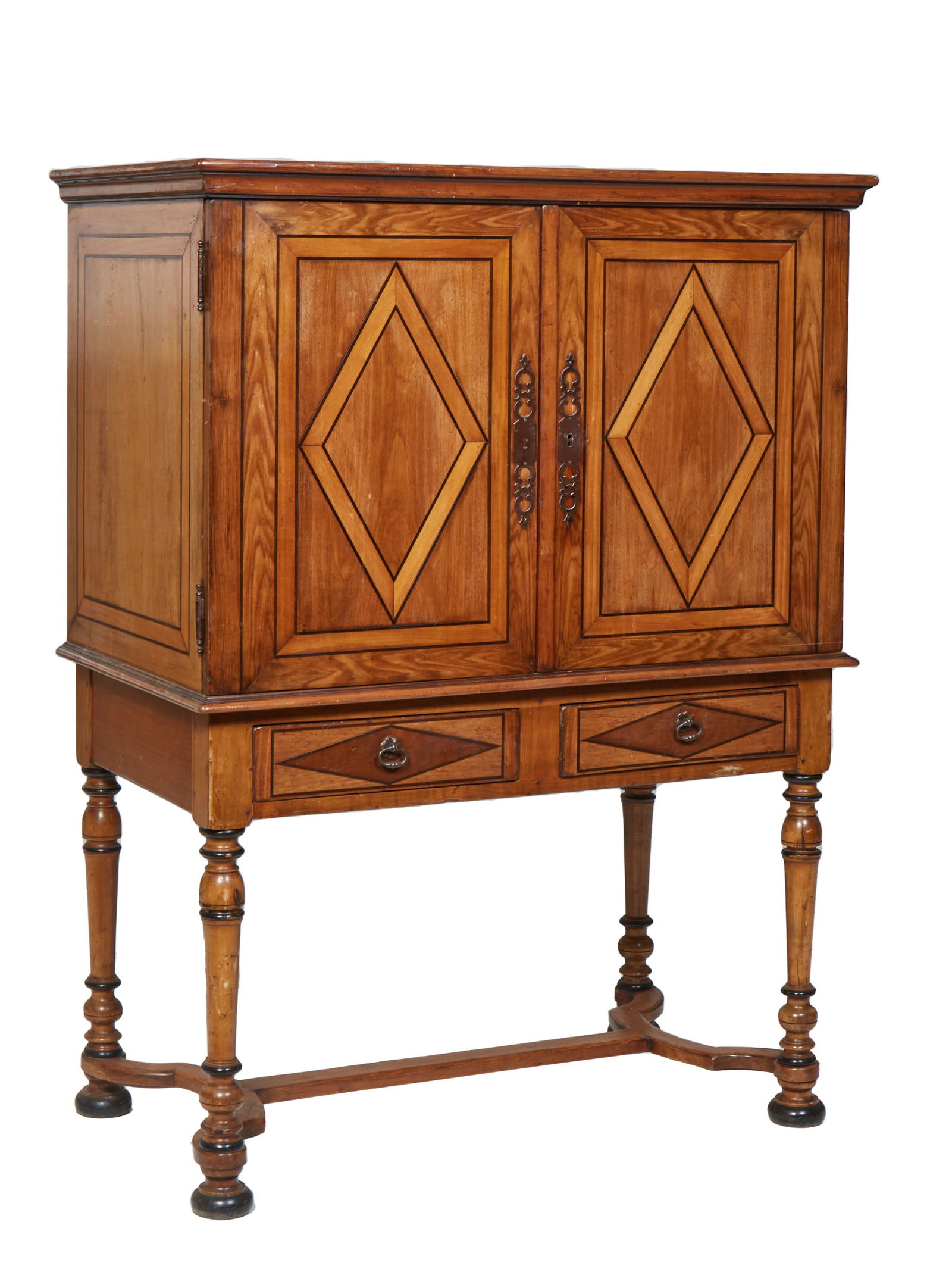 French Provincial Louis XIII Style Ebonized and Inlaid Walnut Cabinet on Stand, 19th c., H.- 55 1/8 (1 of 1)