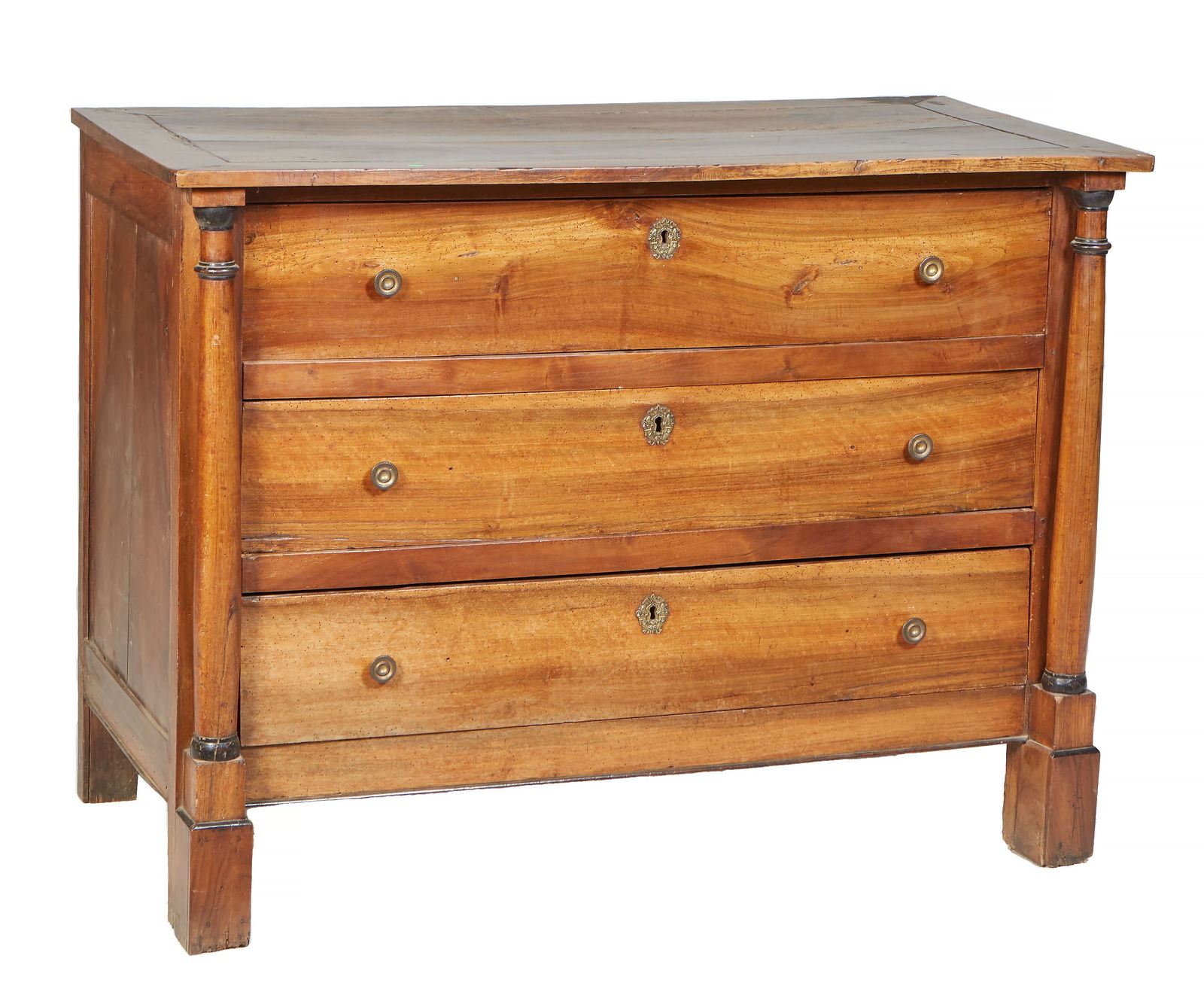 French Empire Walnut Commode, c. 1840, H.- 37 1/2 in., W.- 50 in., D.- 25 1/2 in. (1 of 2)