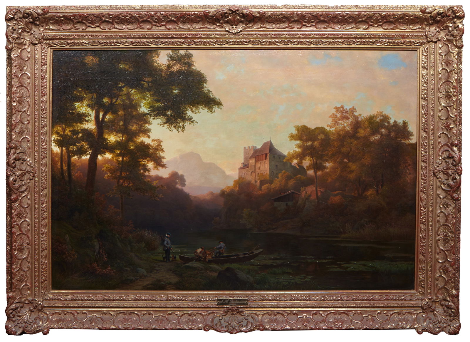 Johann Hans Beckmann (German, 1809-1882), "The Stag Hunt," H.- 28 1/2 in., W.- 42 in., Framed- H.- (1 of 5)