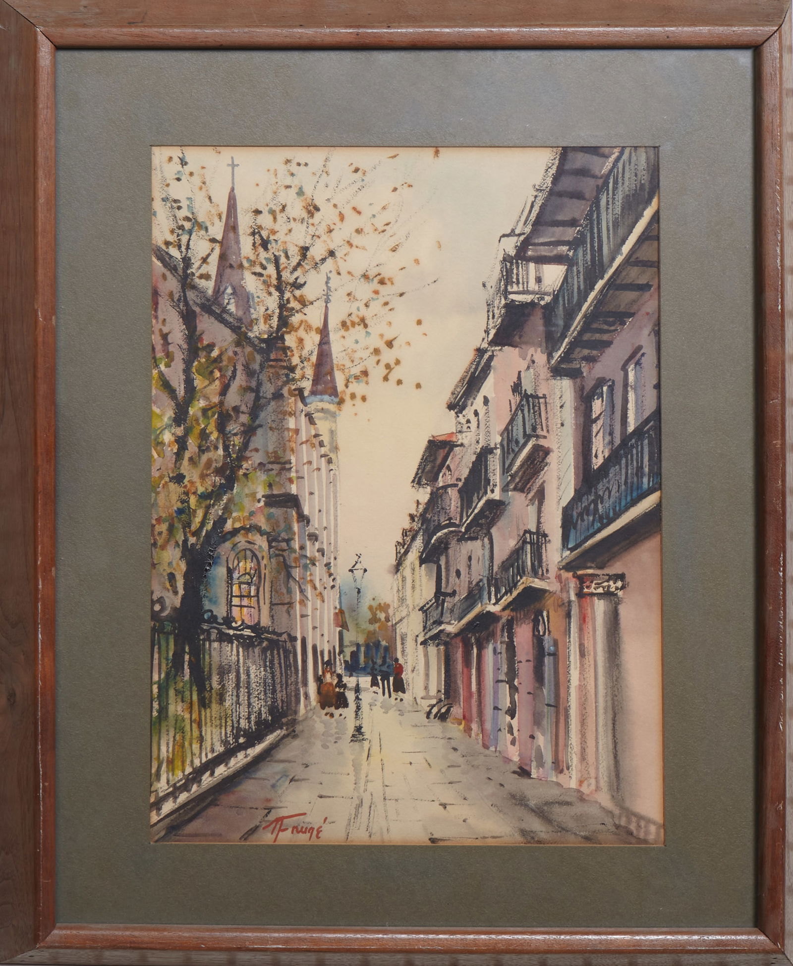 Nestor Hippoyle Fruge (American/Louisiana, 1916-2012), "Chartres Street/St. Louis Cathedral," H.- 14 (1 of 4)