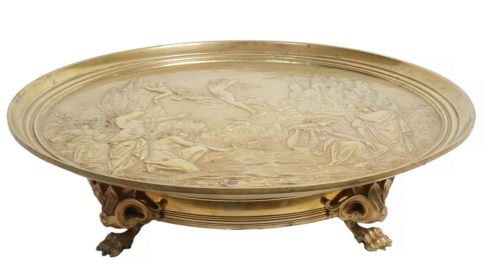 After Emile Louis Picault (French, 1833-1915), Bronze Tazza "In the Gardens of Orpheus," late 19th (1 of 4)