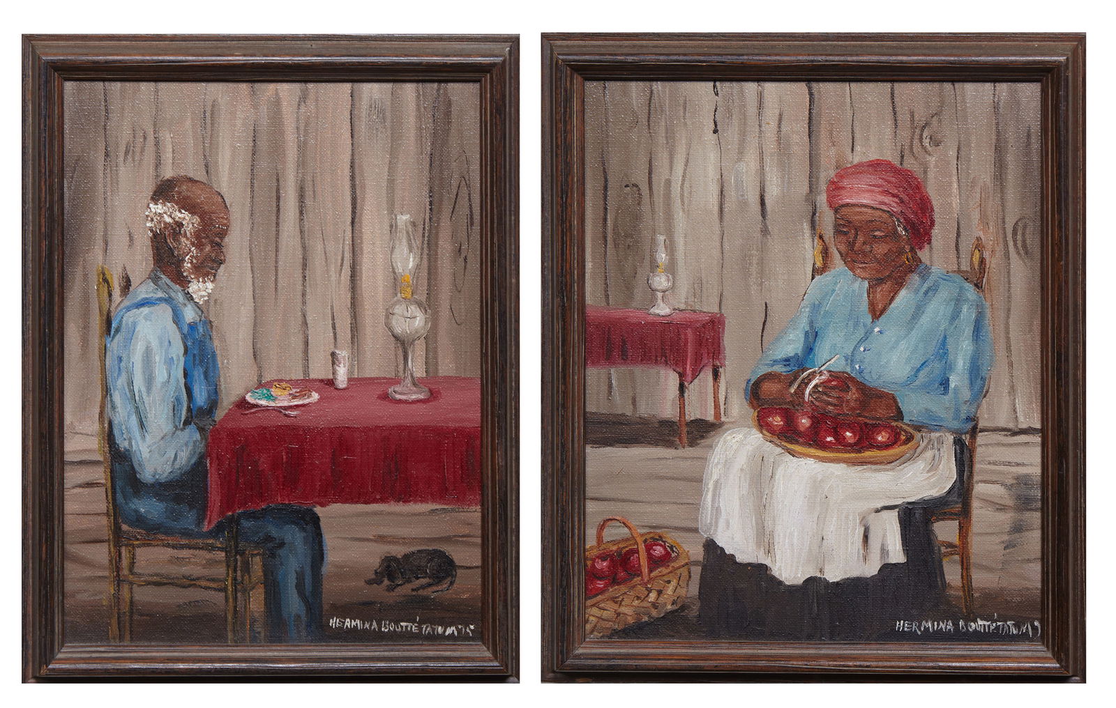 Hermina Boutee Tatum (American/Louisiana/Mississippi, 1902-1983), "Portrait of a Man Seated" and (1 of 9)