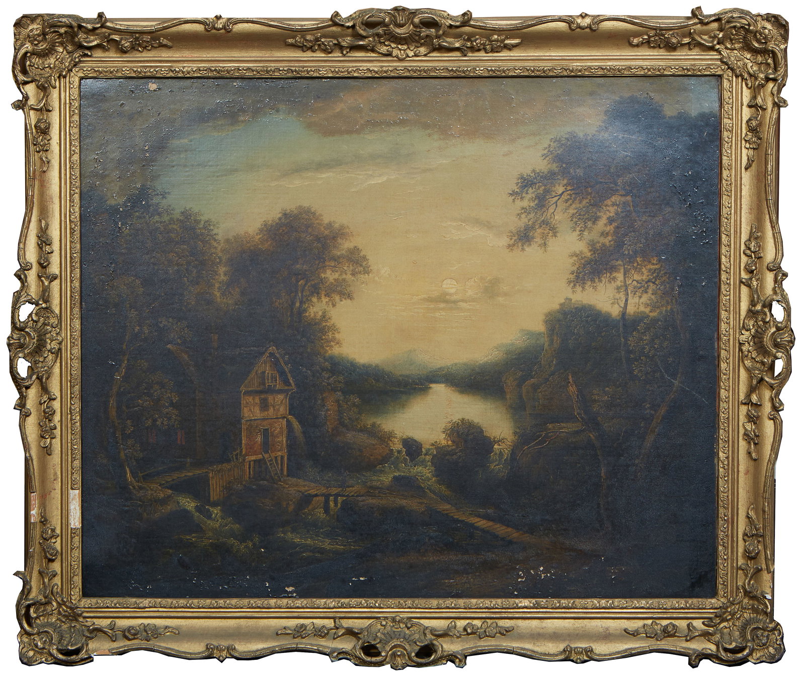 Continental School, "The Old Mill," 19th c., H.- 24 3/4 in., W.- 30 in., Framed- H.- 29 1/2 in., W.- (1 of 4)