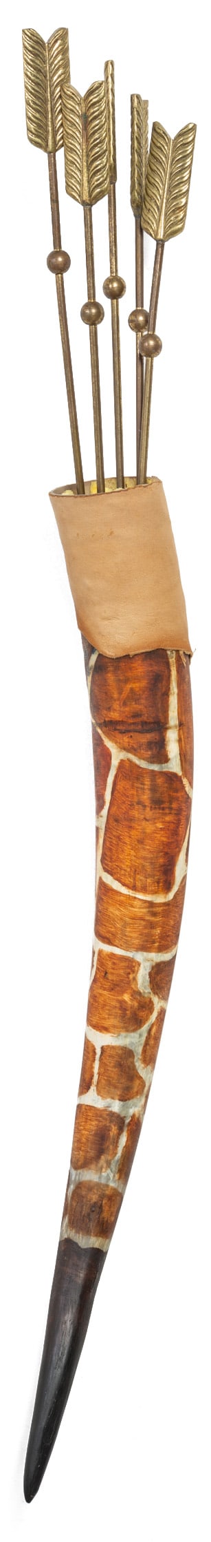 Long Polychromed Steer Horn, 20th c., Quiver- H.- 30 1/4 in., W.- 2 3/4 in., D.- 3 7/8 in. (6 Pcs.) (1 of 4)