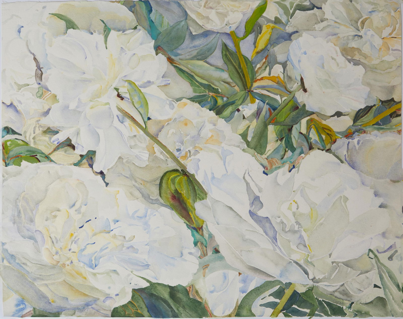 Janice Cartier (American/Louisiana & Texas, b. 1952), "Peonies," H.- 22 1/2 in., W.- 30 in. (1 of 2)