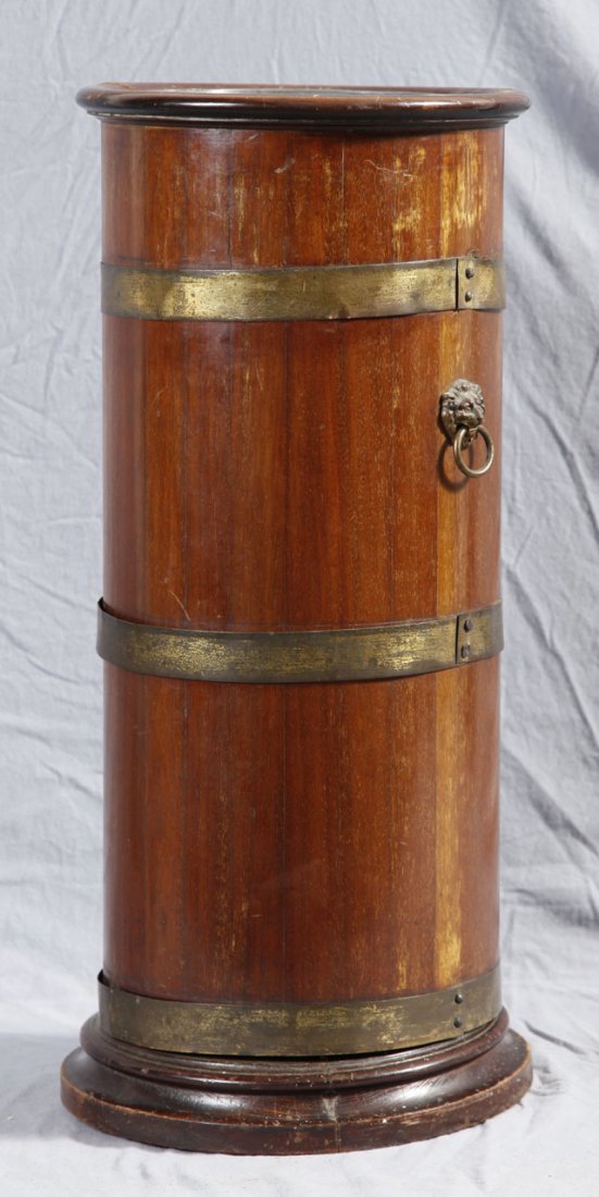 139 Brass Bound Mahogany Umbrella Stand, c. 1920, with