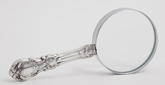 Sterling Handle Magnifying Glass, in the "Francis : Sterling Handle Magnifying Glass, in the "Francis I" pattern, by Reed and Barton, H.- 7 in., W.- 3 in., D.- 9/16 in.