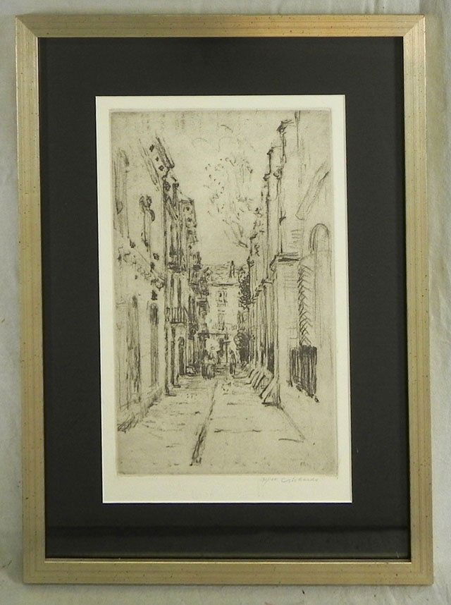 Charles Whitfield Richards (1906-1992), "Pirates A: Charles Whitfield Richards (1906-1992), "Pirates Alley,"20th c., etching, 31/100, pencil numbered and signed l.r. margin, framed, H.- 16 in., W.- 9 7/8 in., from the collection of Dr. James W. Nelson.