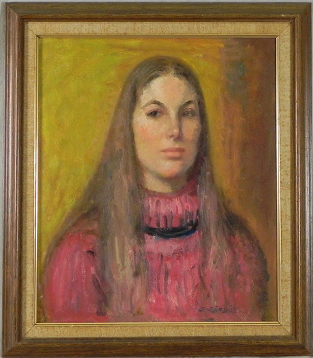 Charles Whitfield Richards (1906-1992), "Portrait: Charles Whitfield Richards (1906-1992), "Portrait of a Girl with Long Hair," c. 1960, oil on canvas, signed l.r., framed, H.- 17 1/2 in., W.- 15 in., from the collection of Dr. James W. Nelson.