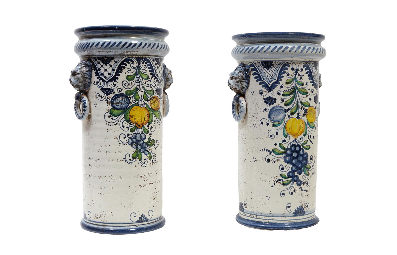 Pair of Majolica Umbrella Stands, 19th c., H.- 19 1/4 in., W.- 11 in., D.- 9 in. (2 Pcs.) (1 of 2)