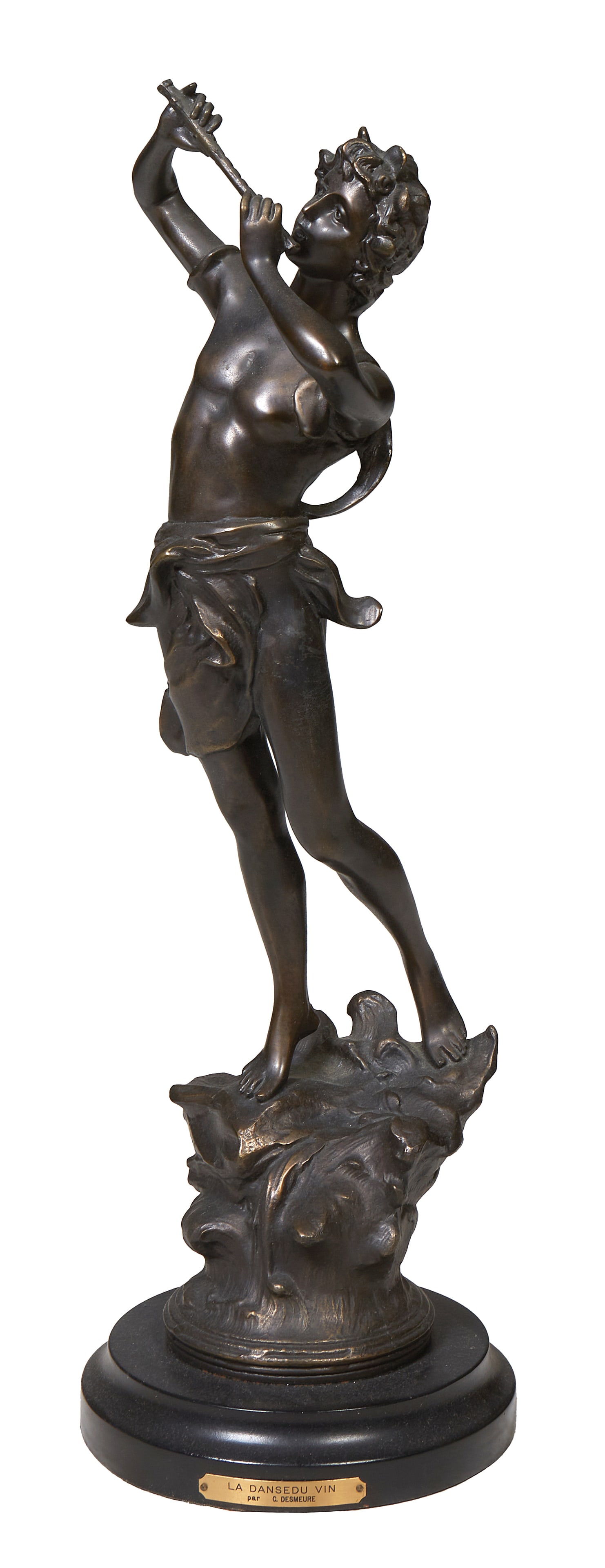 After C. Desmeure (French, 19th/20th Century), "La Danse du Vin," 20th c., H.- 20 3/4 in., Dia. 7 in (1 of 2)