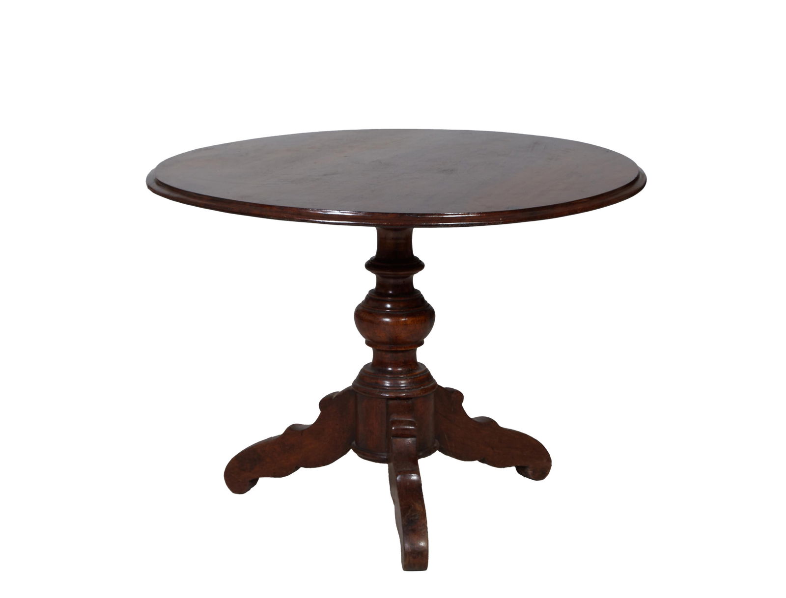 Italian Renaissance Style Walnut Pedestal Table, mid 19th c., H.- 29 in., Dia.- 40 in. (1 of 1)