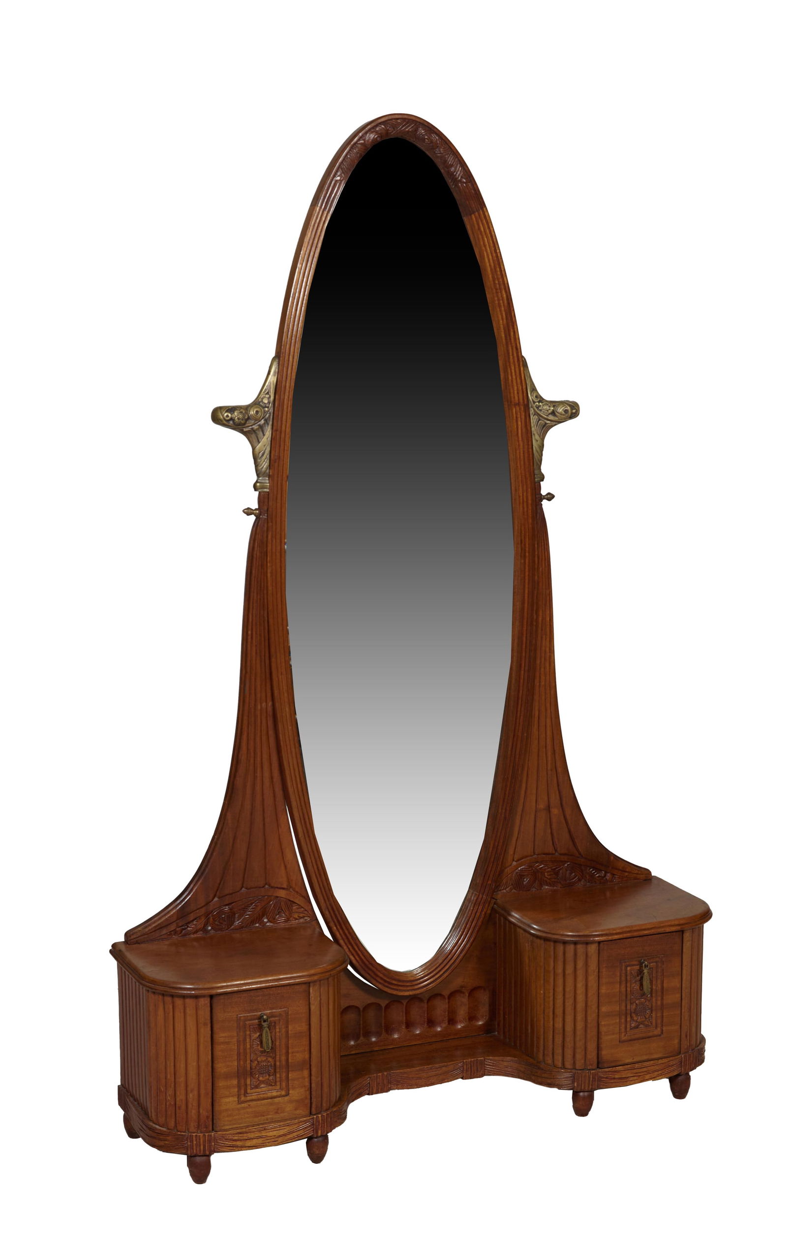 French Art Nouveau Walnut Vanity, early 20th c., H.- 66 1/2 in., W.- 41 1/2 in., D.- 10 1/2 in. (1 of 1)