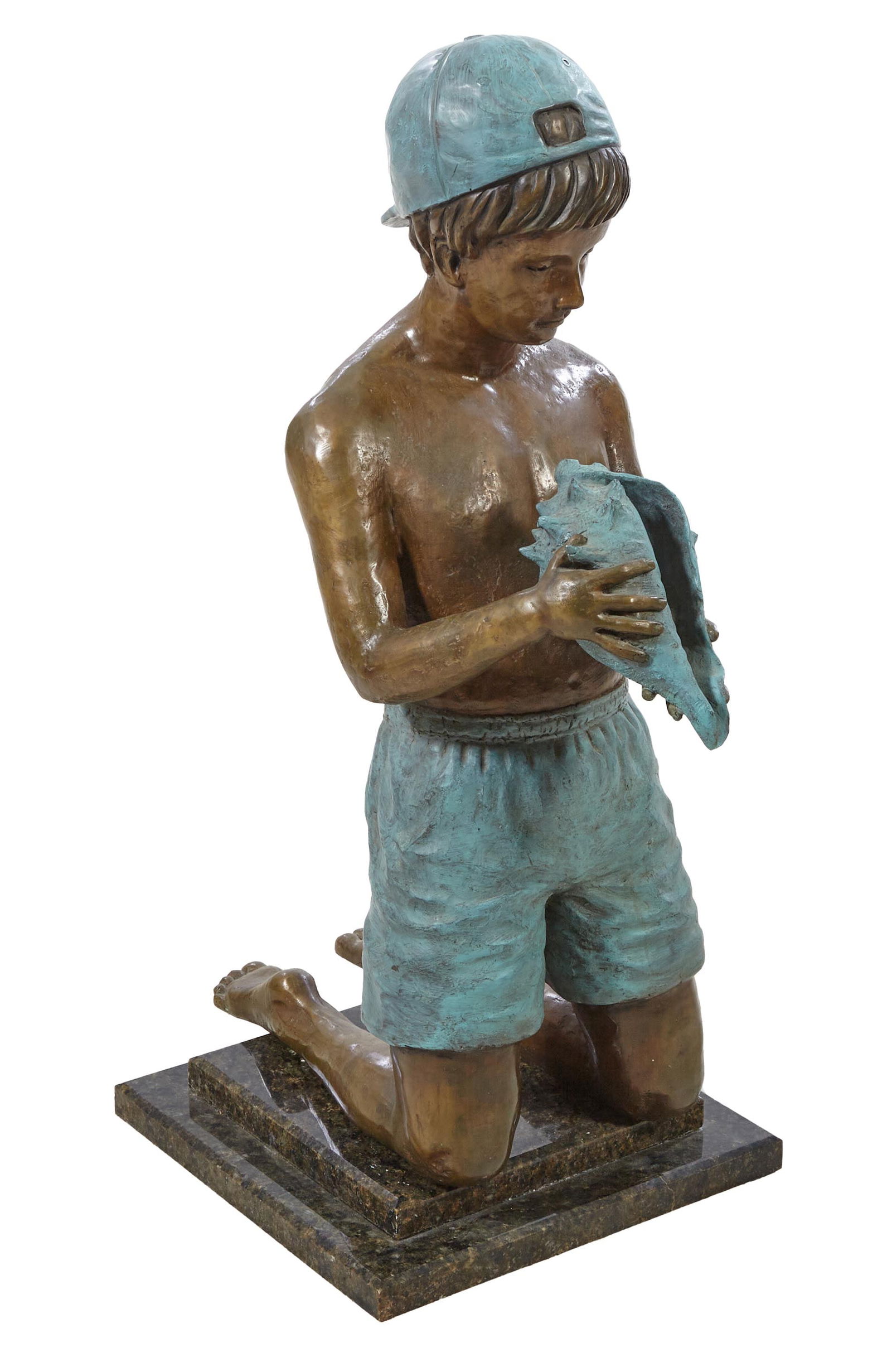 Patinated Bronze Fountain Figure, 20th c., H.- 32 in., W.- 11 in., D.- 26 in. (1 of 4)
