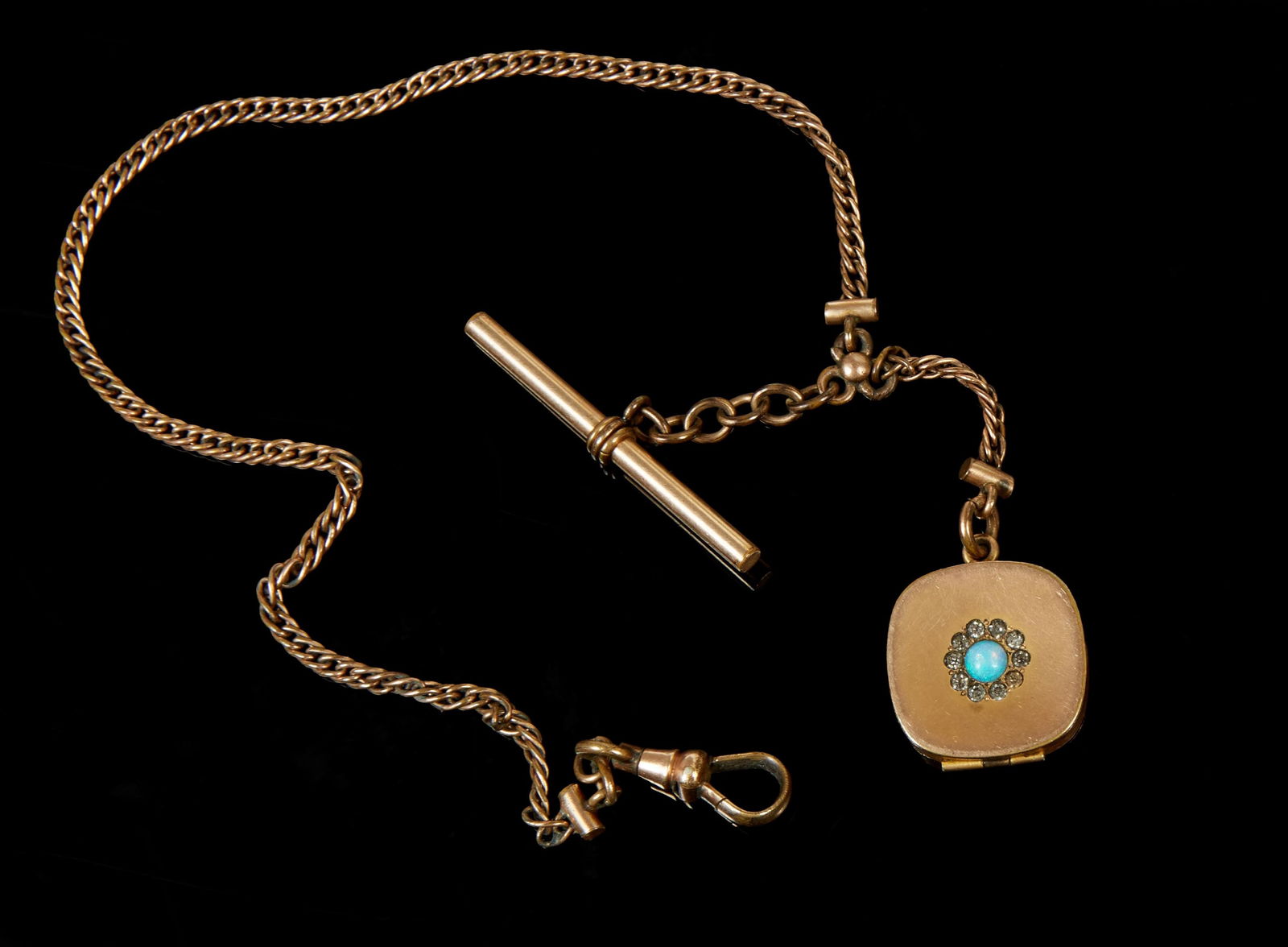 14K Yellow Gold Watch Fob and Chain, L.- 9 1/2 in., Wt.- .5 Troy Oz. (1 of 1)