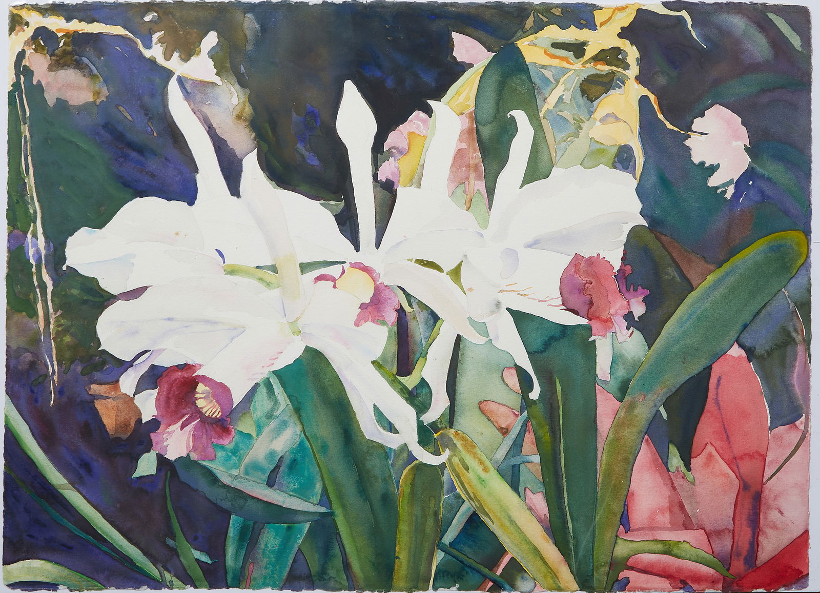 Janice Cartier (American/Louisiana & Texas, b. 1952), "White and Pink King Orchids," H.- 22 1/2 in., (1 of 1)