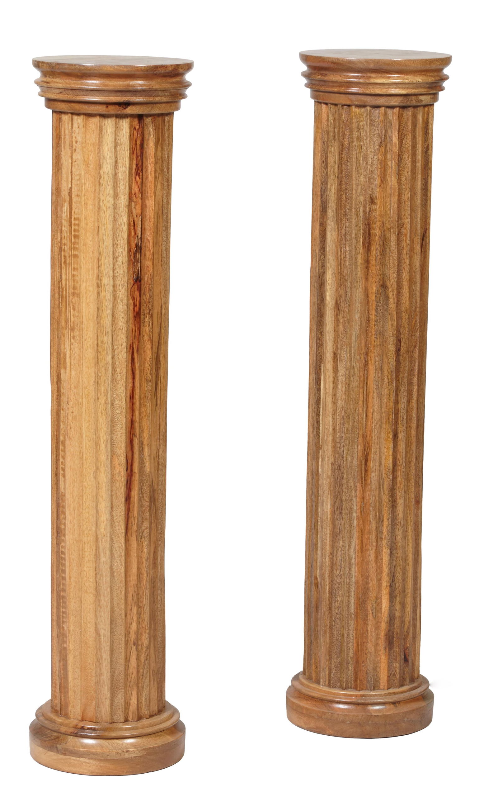 Pair of Contemporary Hardwood Column Form Pedestals, 20th/21st c., H.- 45 in., Dia.- 10 1/2 in. (2 P (1 of 1)