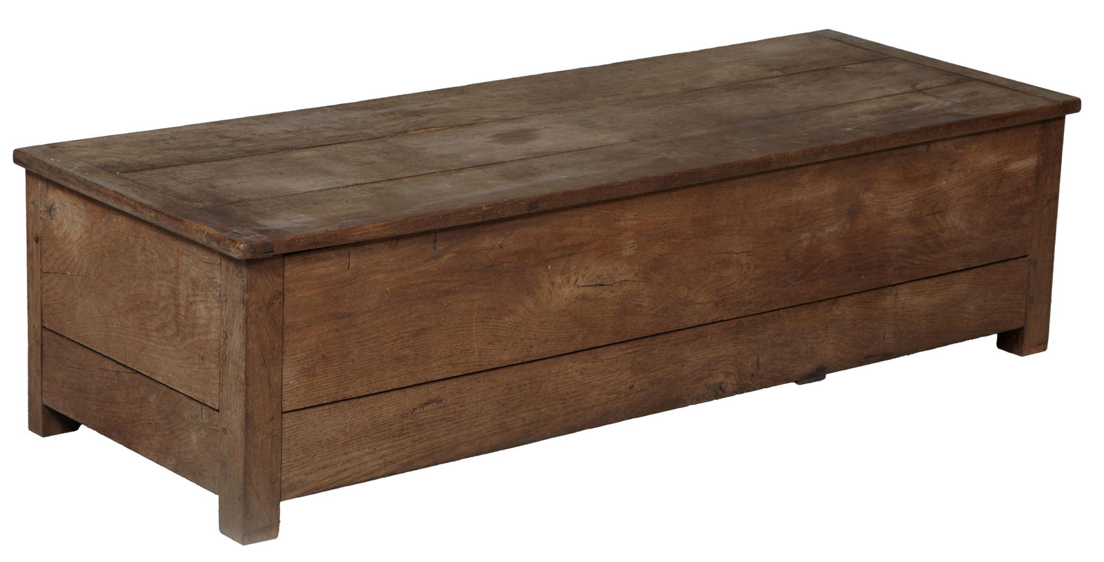 French Provincial Walnut Coffer, early 19th c., H.- 16 in., W.- 60 1/2 in., D.- 22 1/2 in. (1 of 2)