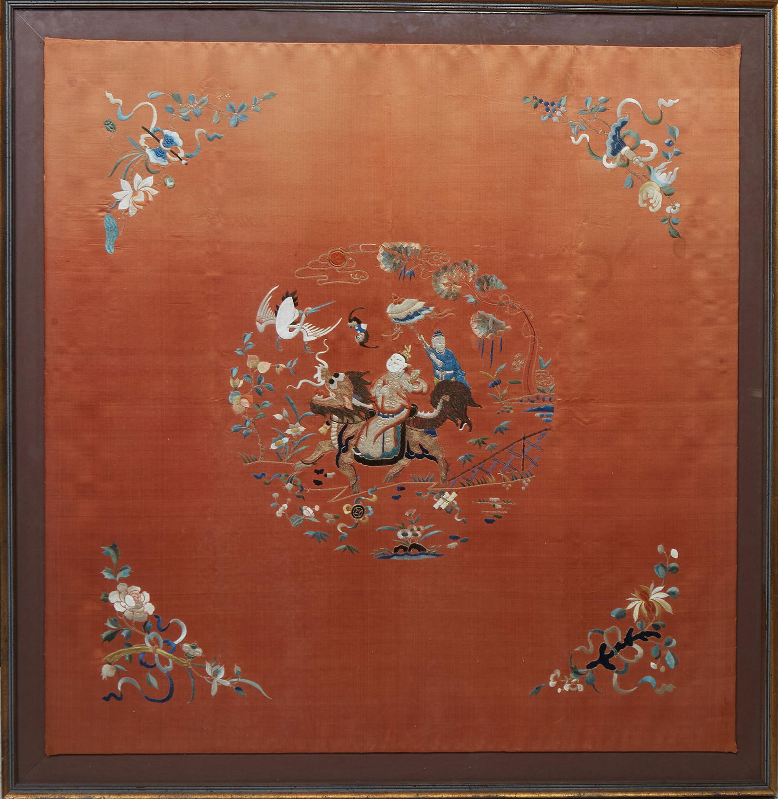 Antique Chinese Kossu Silk Embroidered Panel, H.- 36 1/2 in., W.- 36 in., Framed- H.- 41 5/8 in., W. (1 of 3)