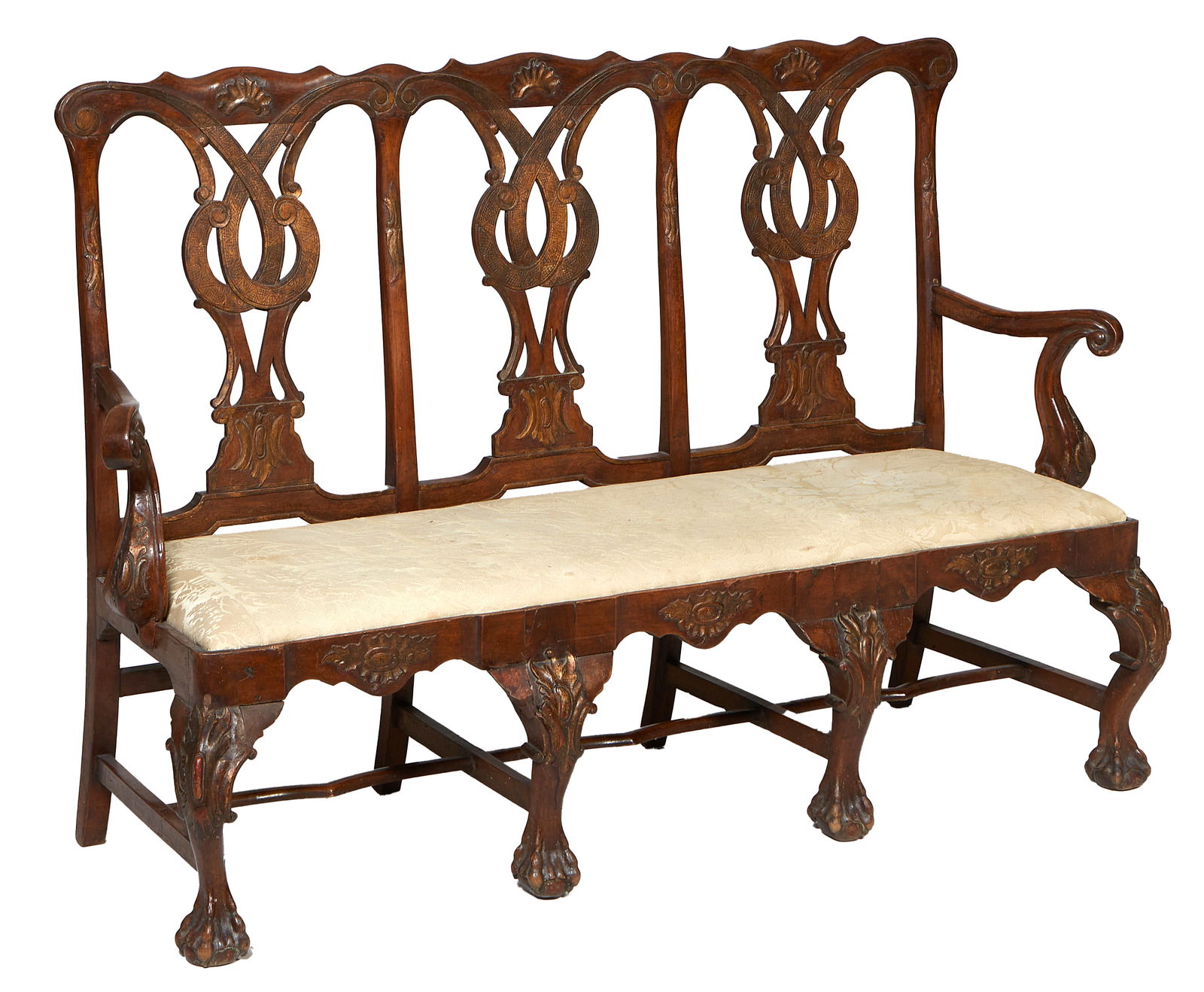 Georgian Style Triple Back Settee, 19th c., H.- 41 in., W.- 62 in., D.- 23 1/2 in. (1 of 4)