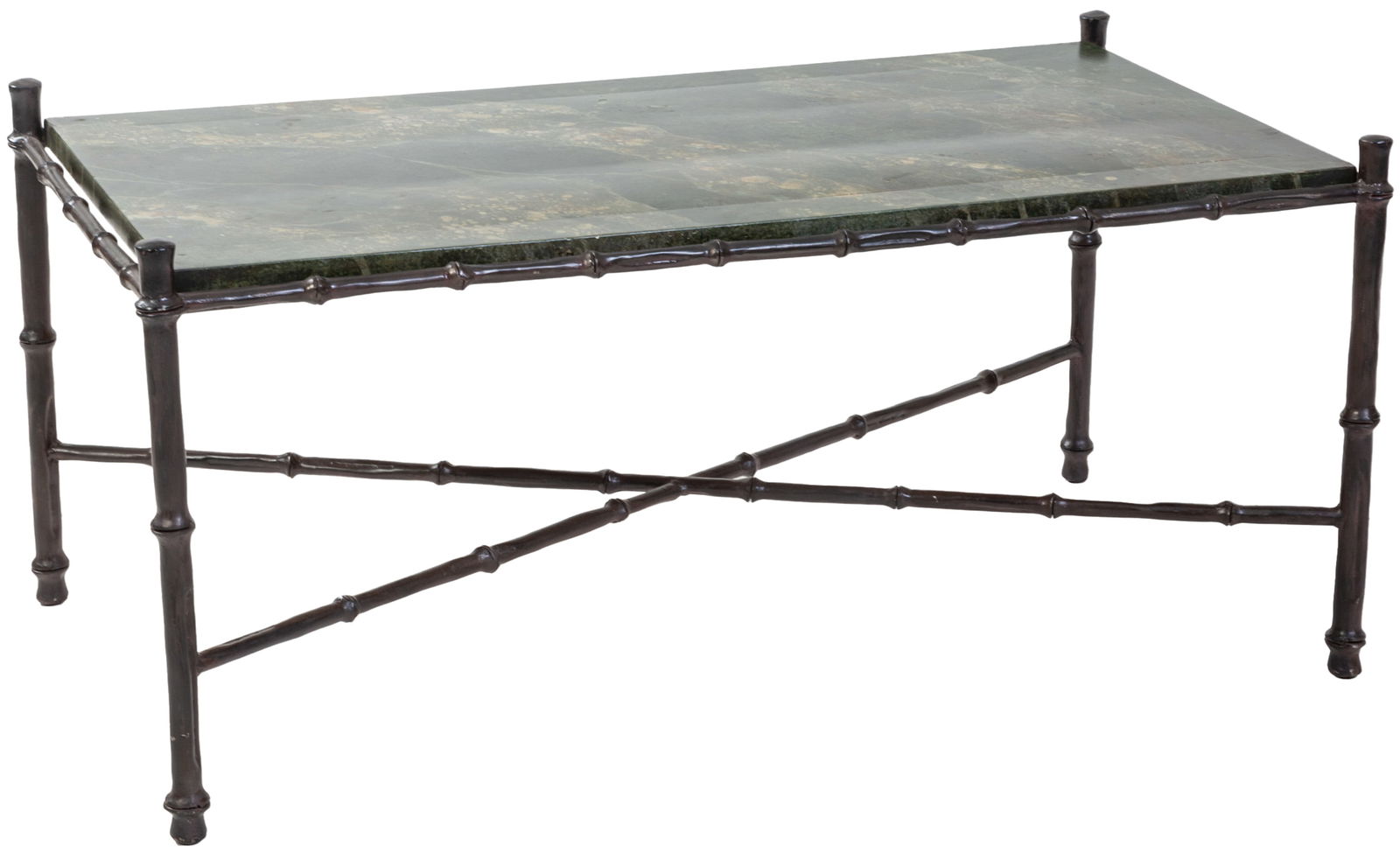 Mid Century Modern Faux Marble and Faux Bamboo Table, 20th c., H.- 25 in., W.- 54 in., D.- 29 in. (1 of 12)