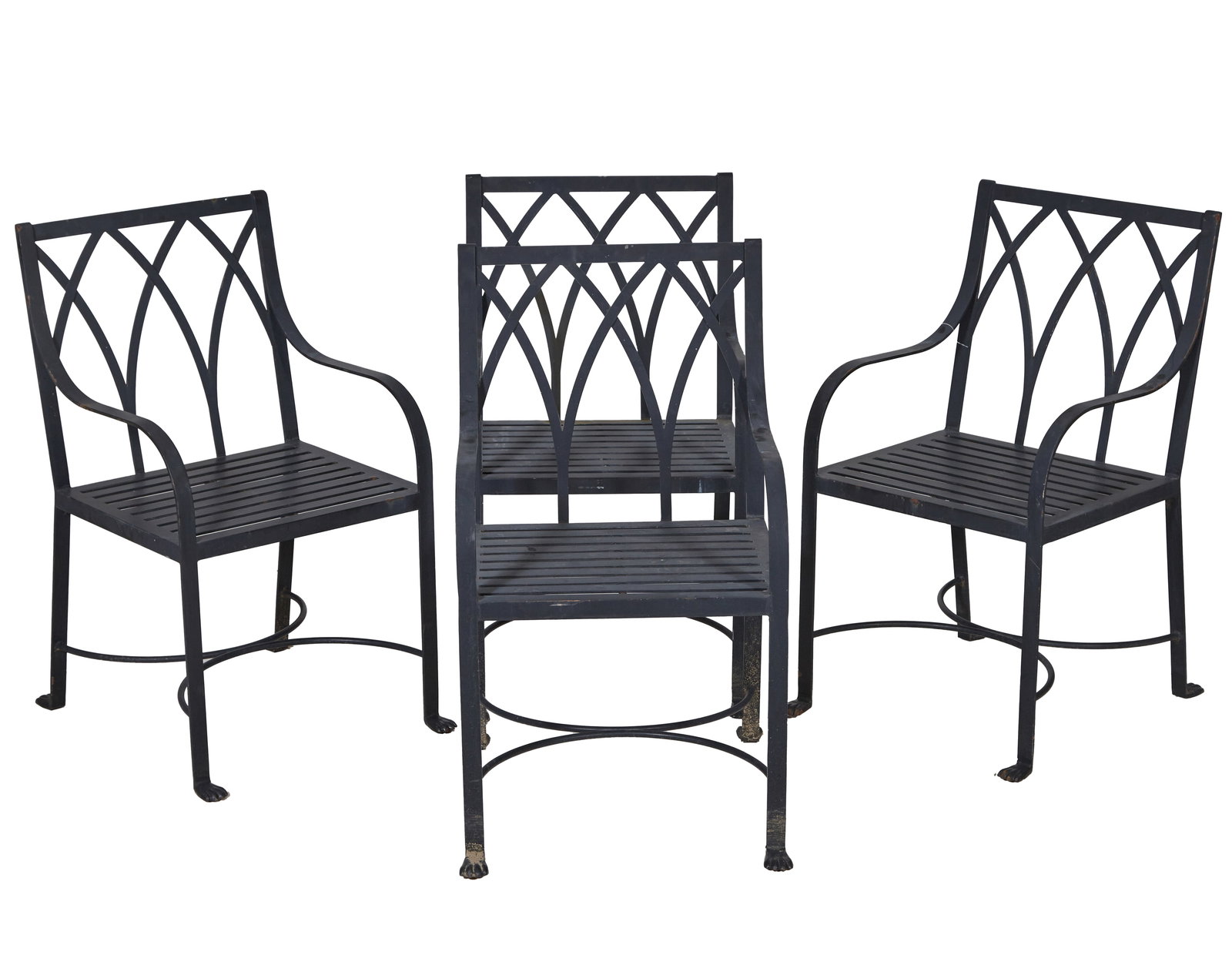 Set of Four McKinnon & Harris Iron Armchairs, Richmond, VA, 20th c., H.- 36 3/4 in., W.- 21 in., D.- (1 of 1)