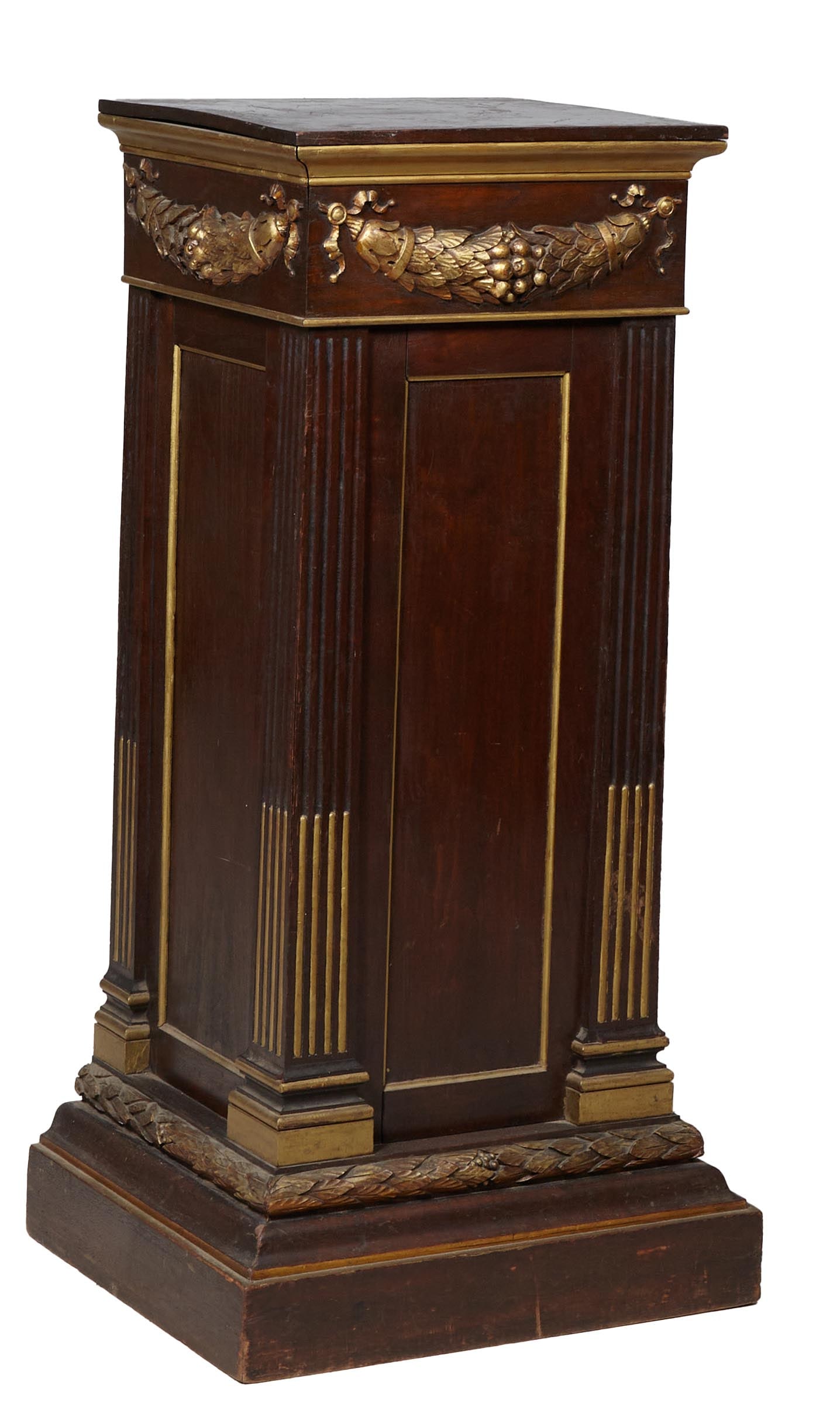 Classical Style Parcel Gilt Walnut Pedestal, 19th c., H.- 47 in., W.- 19 in., D.- 17 1/2 in. (1 of 20)