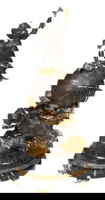 Large Gilt and Patinated Bronze German Figural Mantel Clock, 20th c., H.- 29 in., W.- 14 in., D.- 10 (1 of 8)