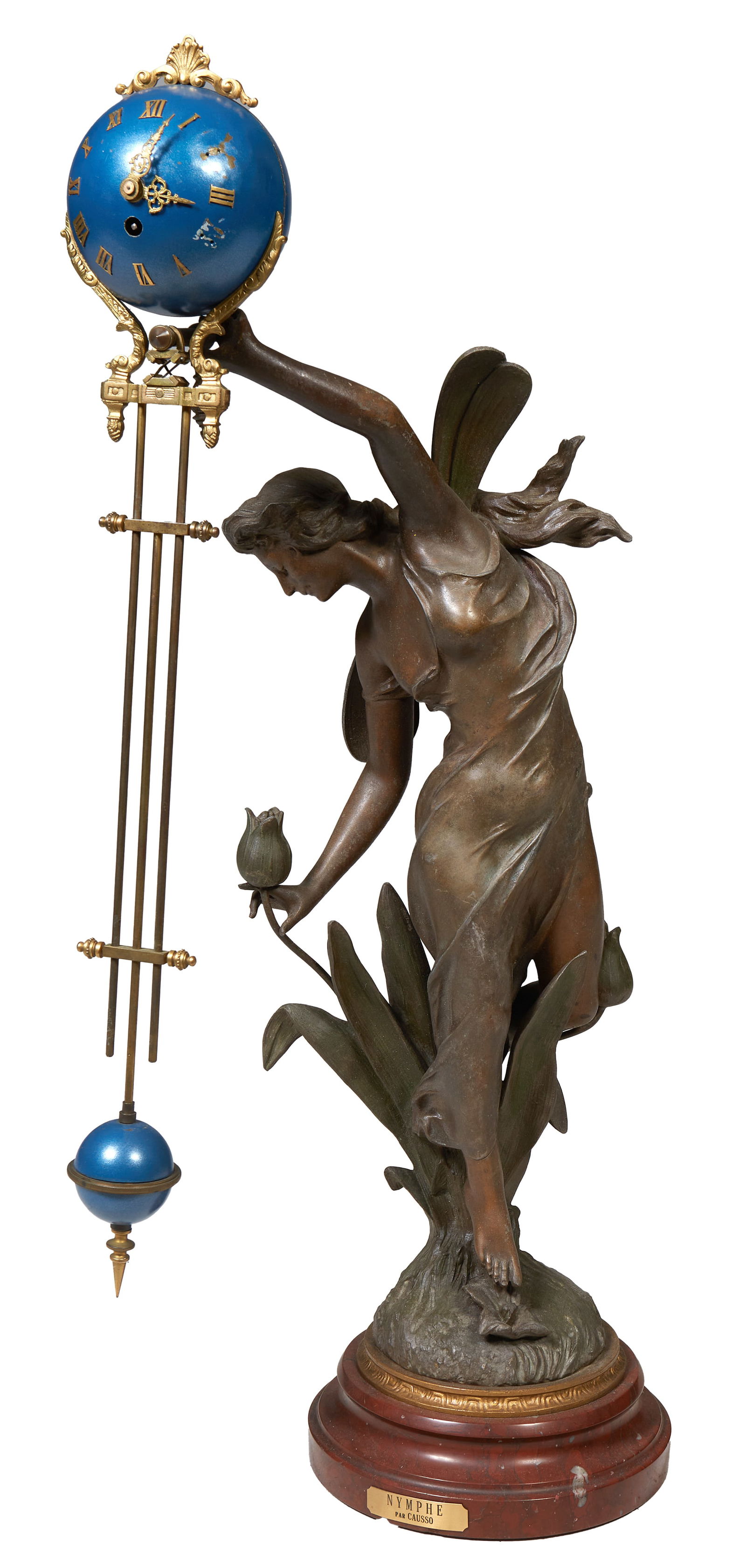 After Julien Causse (French, 1869-1914), "Abeille," French Figural Swinger Clock, c. 1900, Overall- (1 of 2)