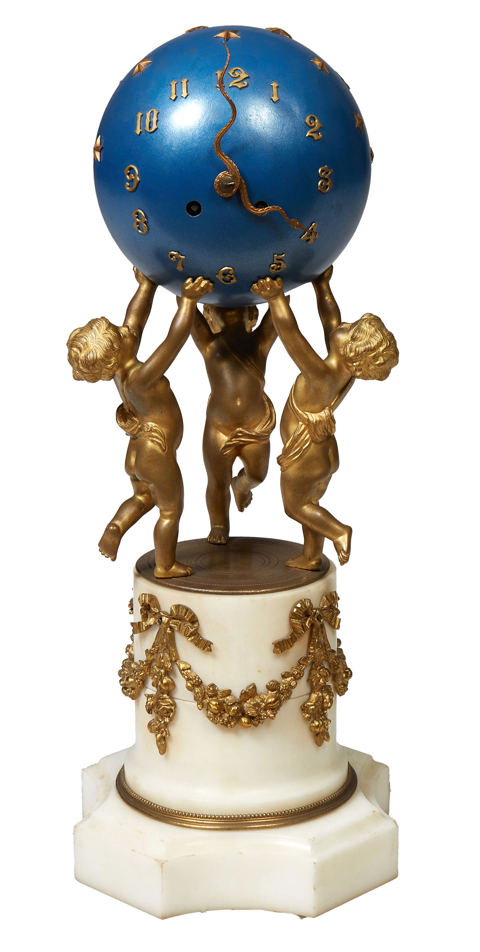 Napoleon III Style Bronze Putti Globe Clock, 20th c., H.- 20 1/2 in., W.- 8 1/4 in., D.- 8 1/4 in. (1 of 3)