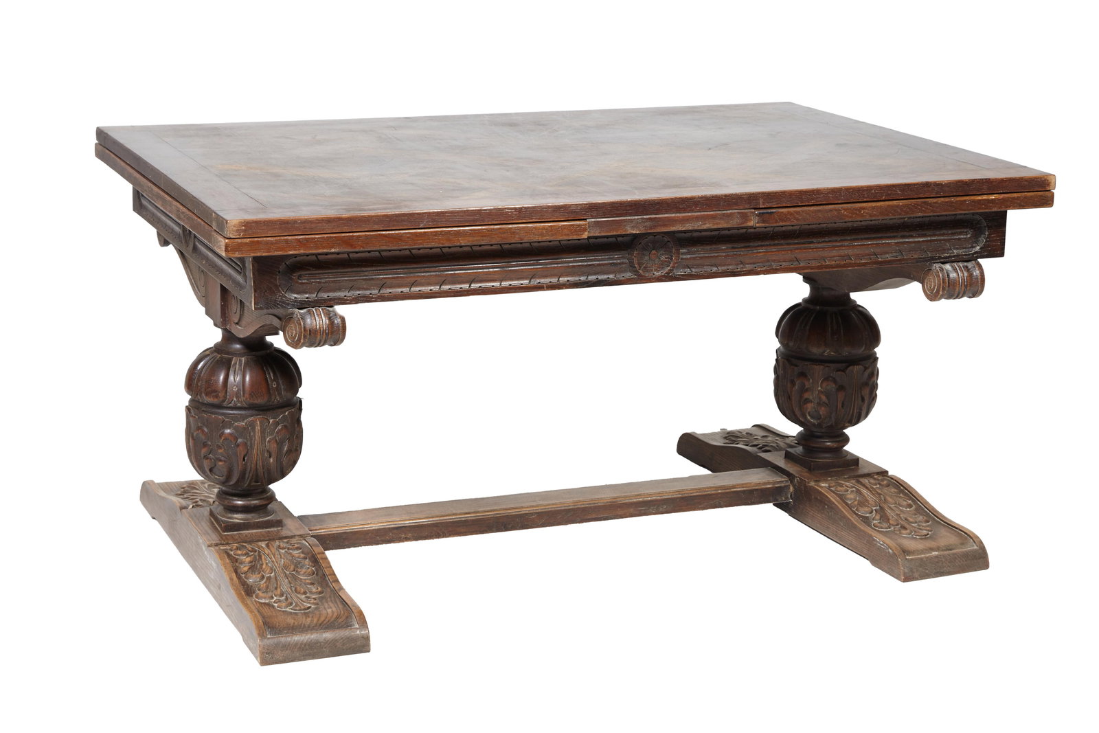 Spanish Renaissance Style Oak Refractory Extending Dining Table, 19th c., H.- 30 in., W.- Closed- 58 (1 of 2)